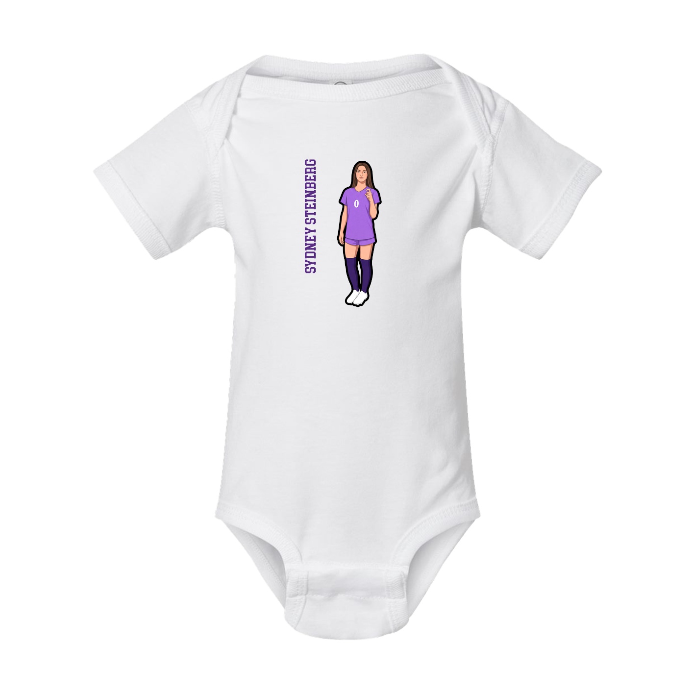 Baby Onesie — Name Vertical in White