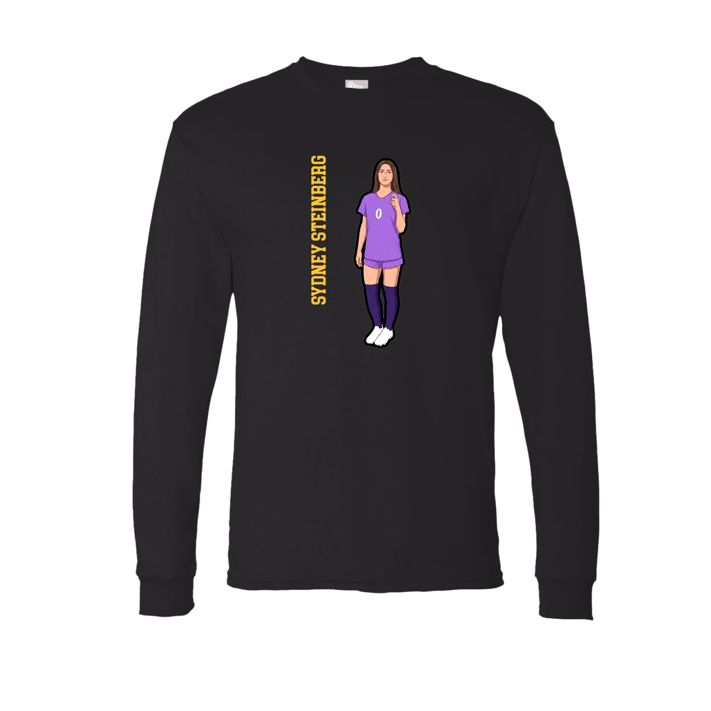 Long Sleeve Tee — Name Vertical in Black