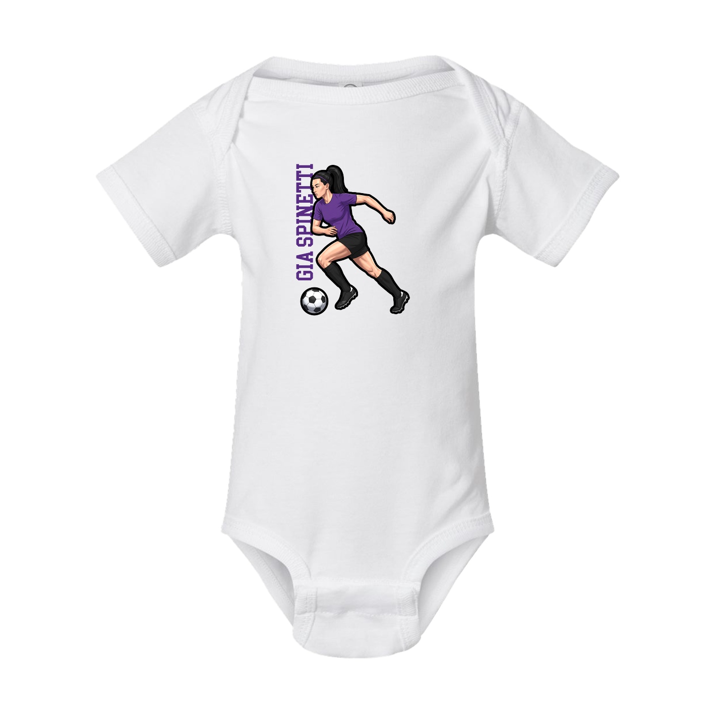 Baby Onesie — Name Vertical in White