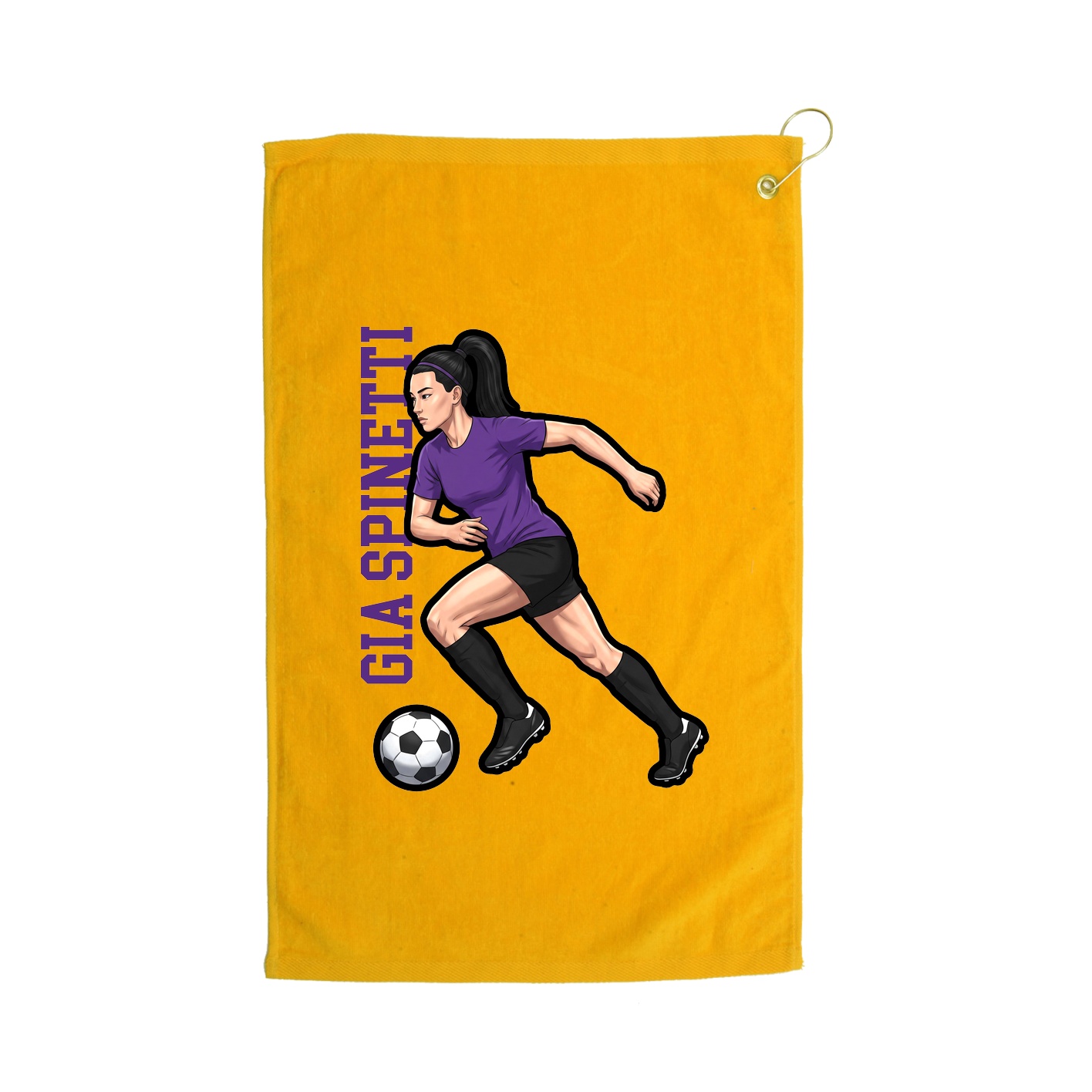 Golf Towel — Name Vertical in Gold