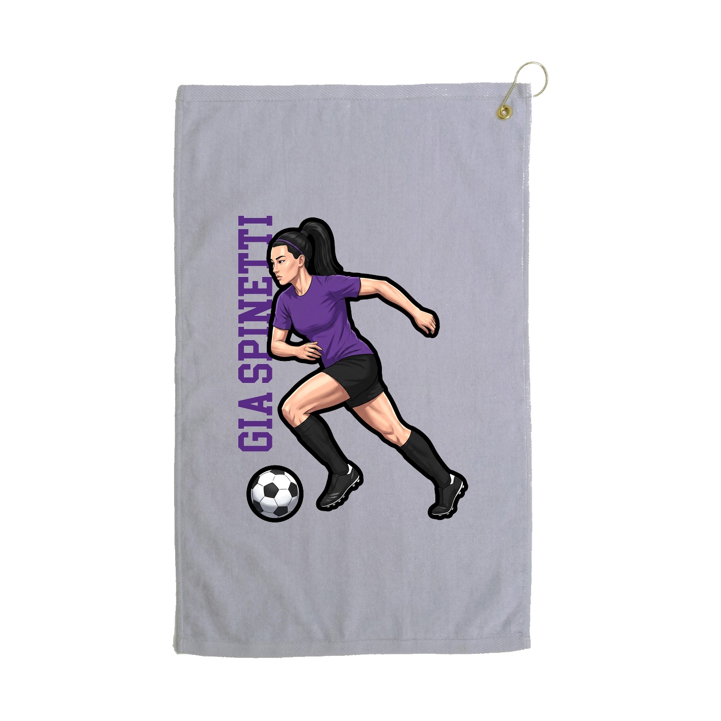Golf Towel — Name Vertical in Grey