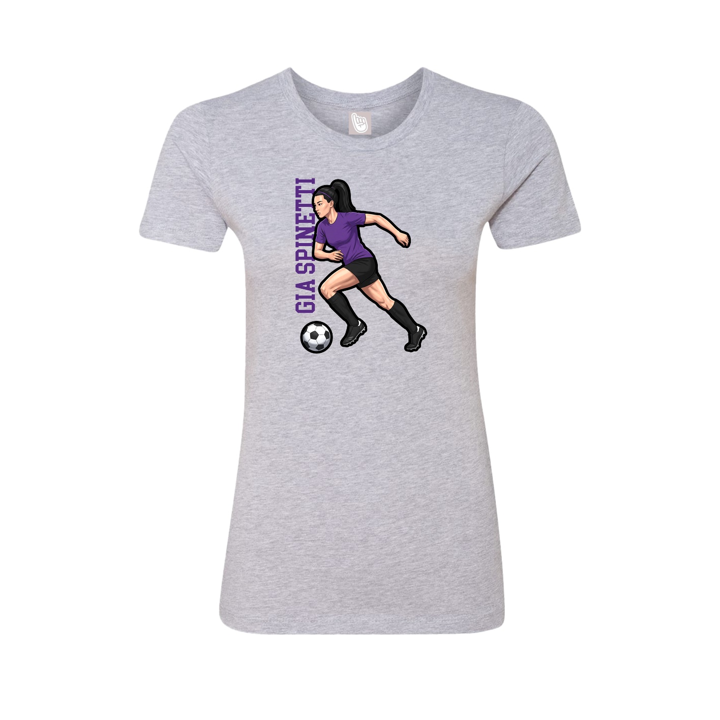 Fitted Women's Tee — Name Vertical in Grey