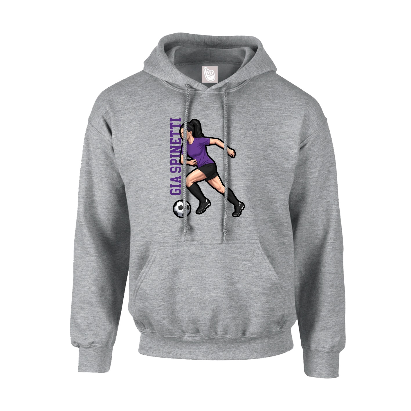 Hoodie — Name Vertical in Grey