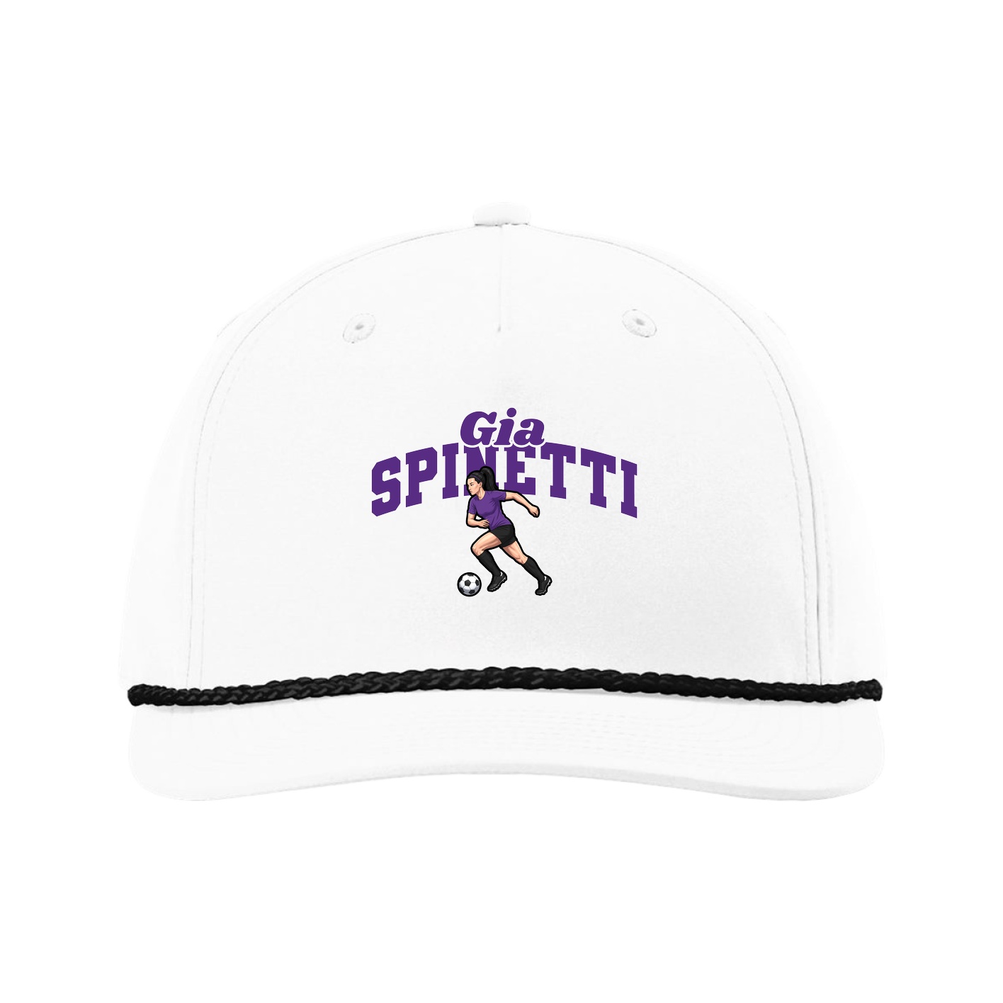 Five-Panel Classic Rope Cap — Signature Arch in White