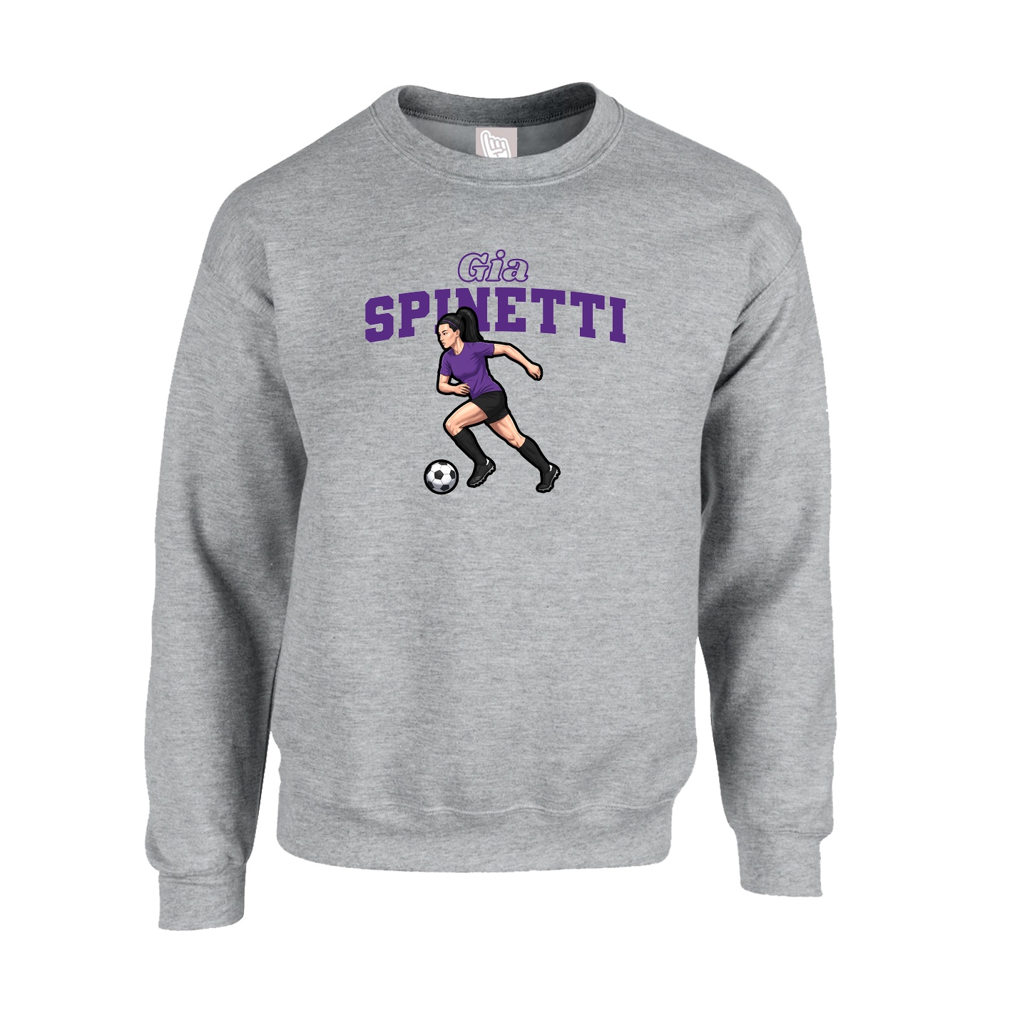 Fleece Crew — Name Arch in Grey