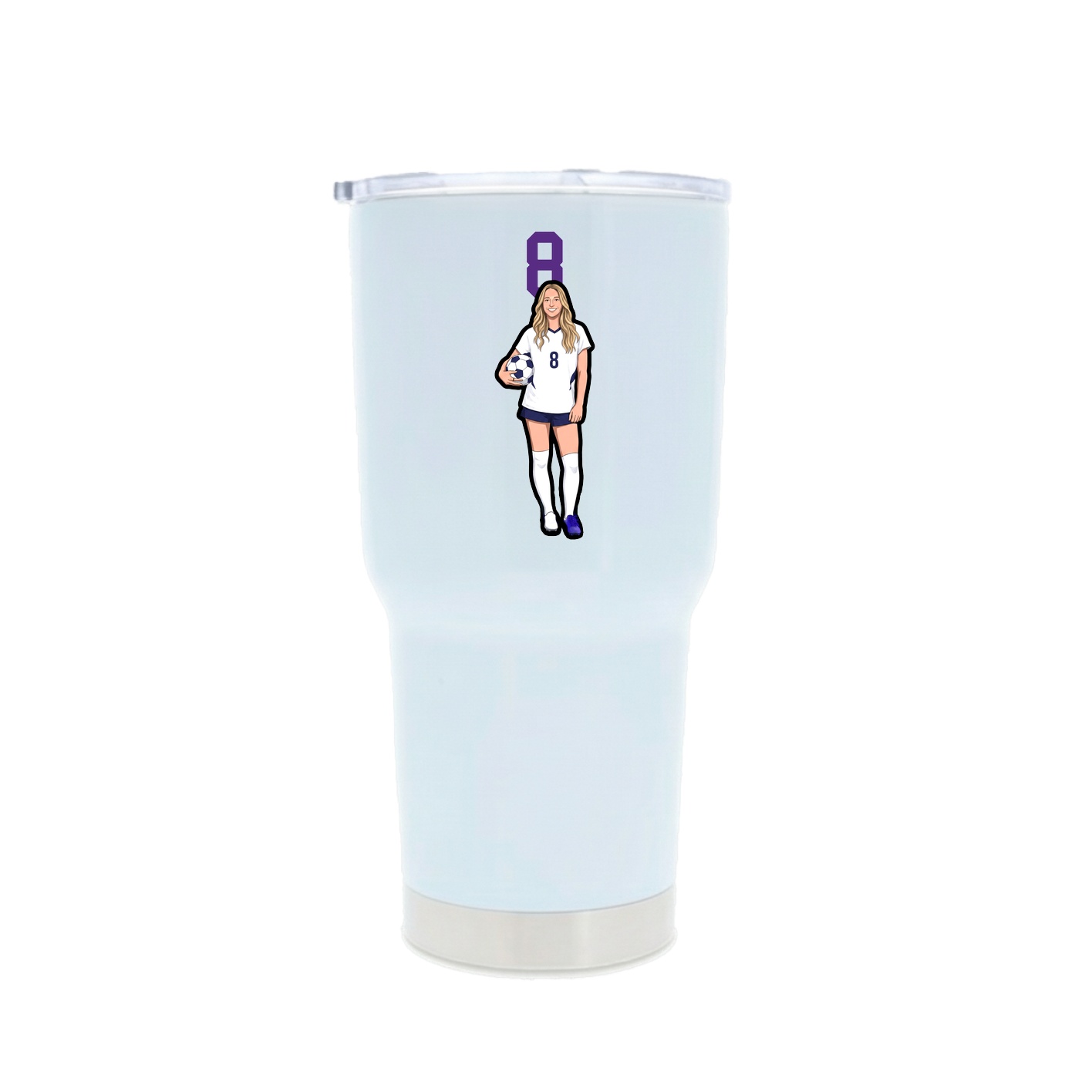 30oz Stainless Steel Tumbler — Number Top in White