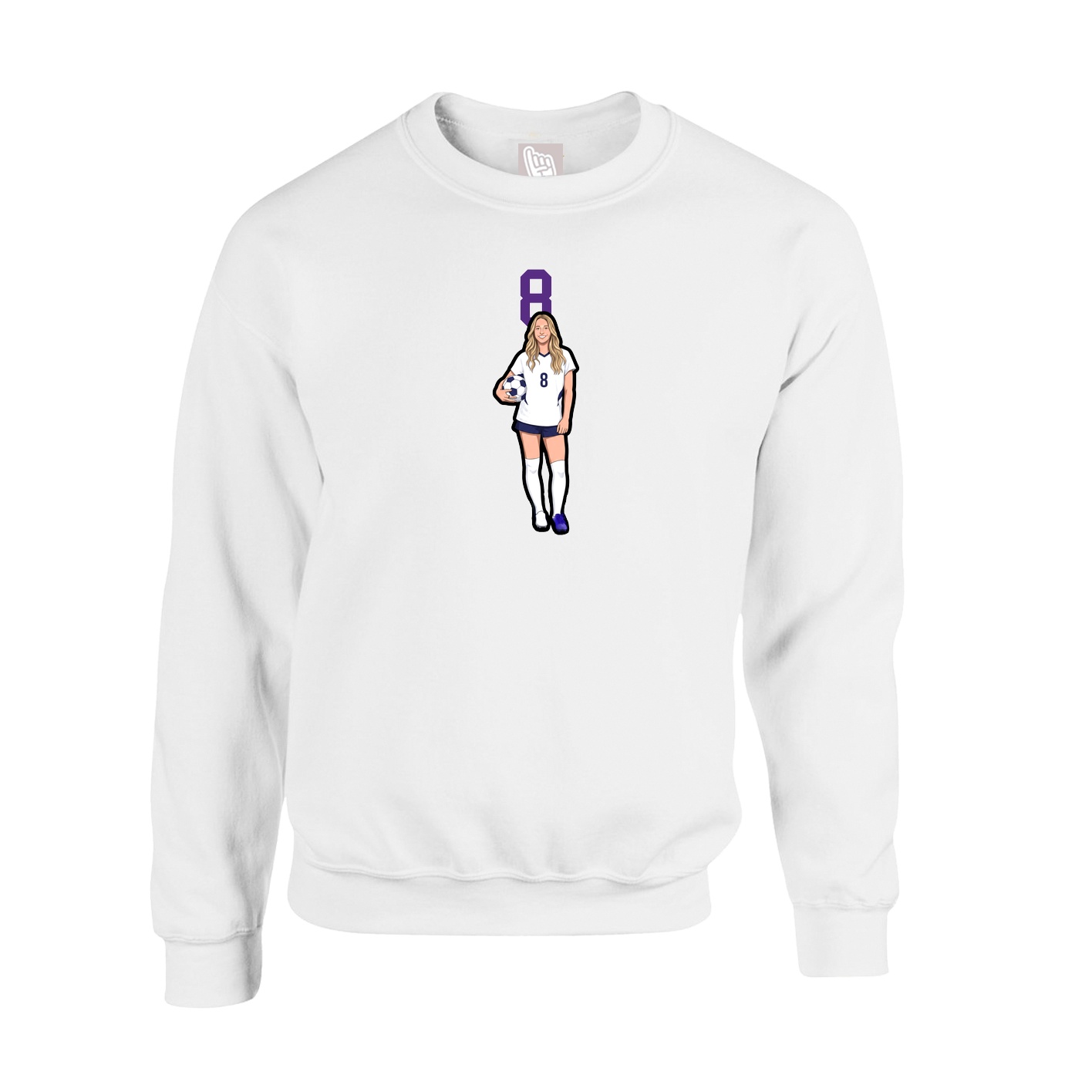 Fleece Crew — Number Top in White