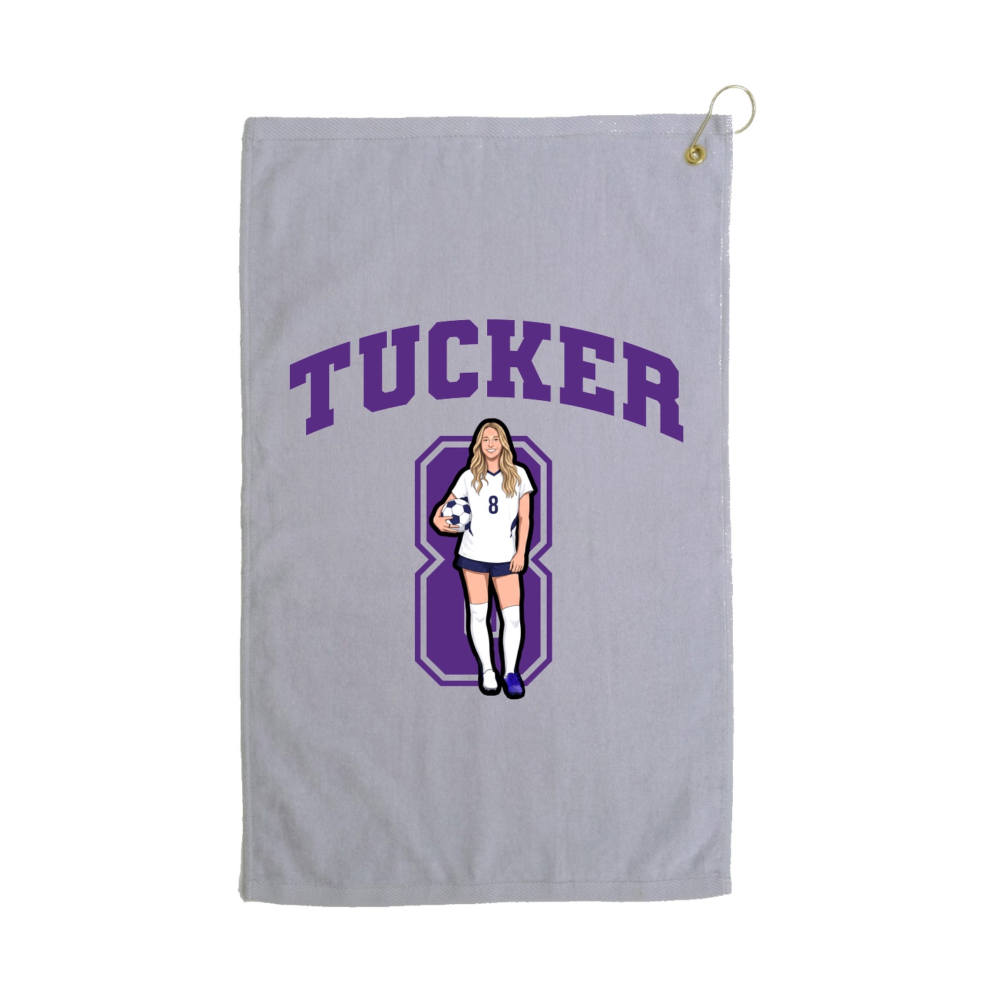 Golf Towel — Number in Grey