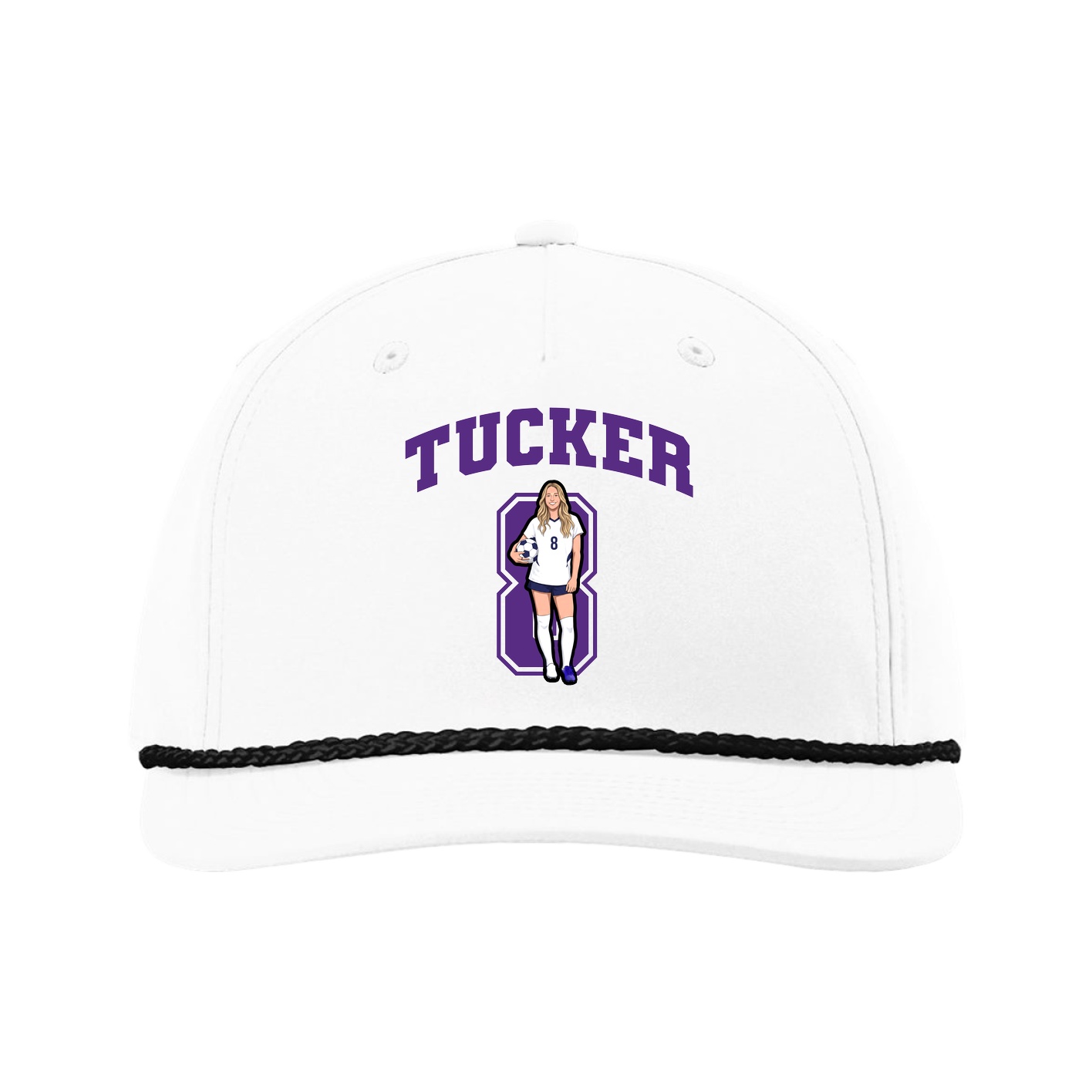Five-Panel Classic Rope Cap — Number in White