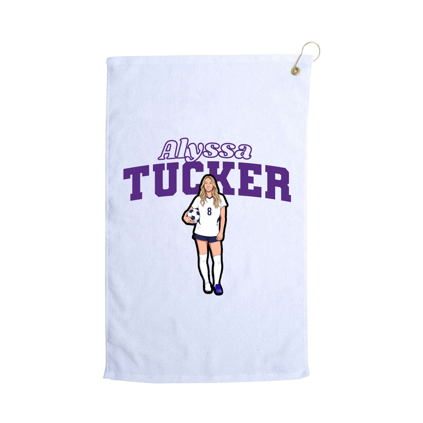 Golf Towel — Name Arch in White