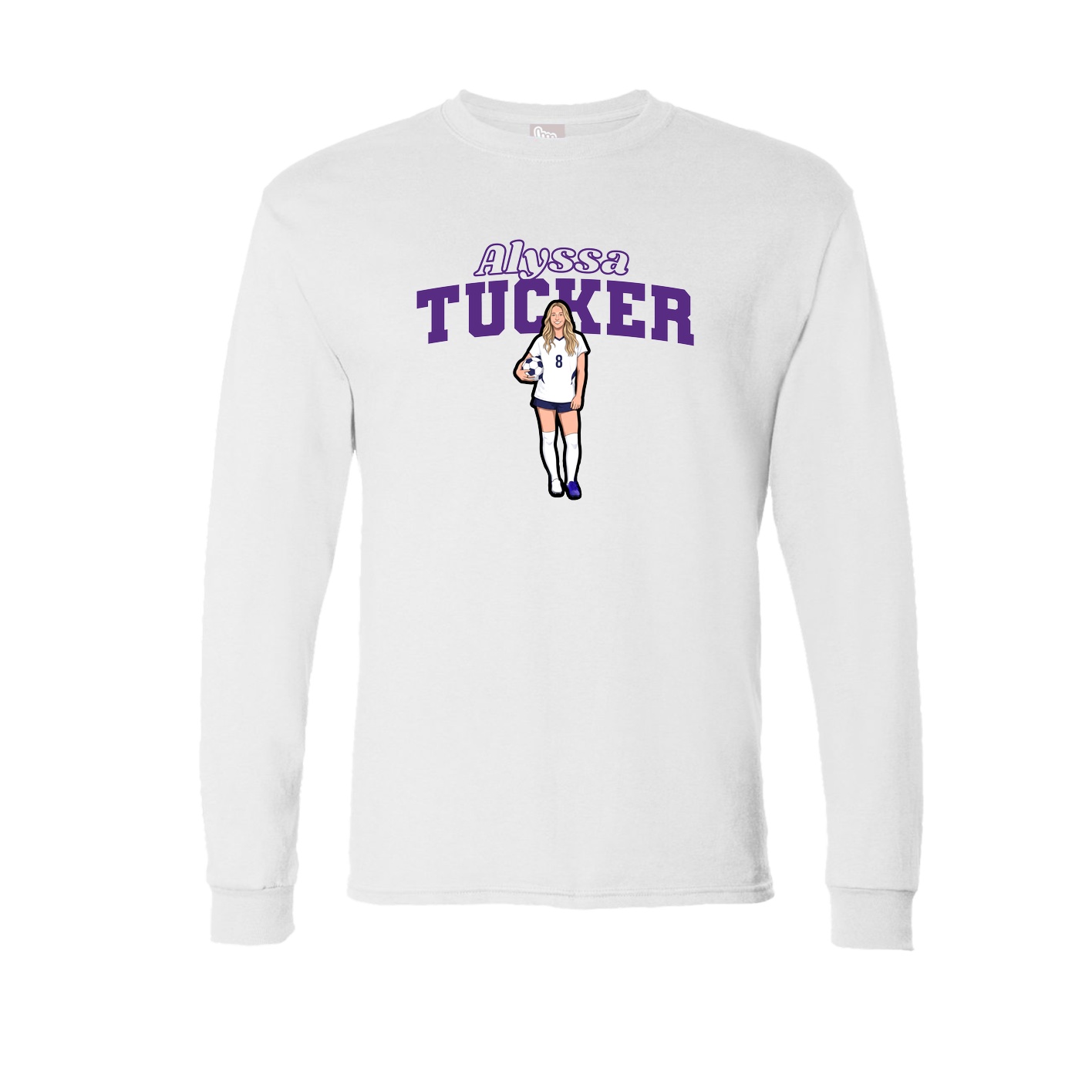 Long Sleeve Tee — Name Arch in White