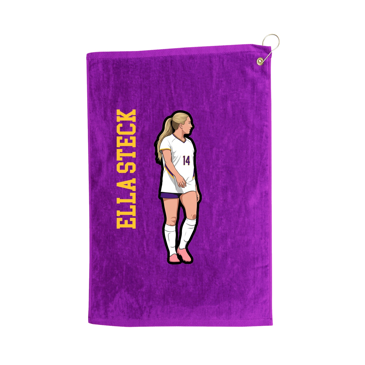 Golf Towel — Name Vertical in Purple