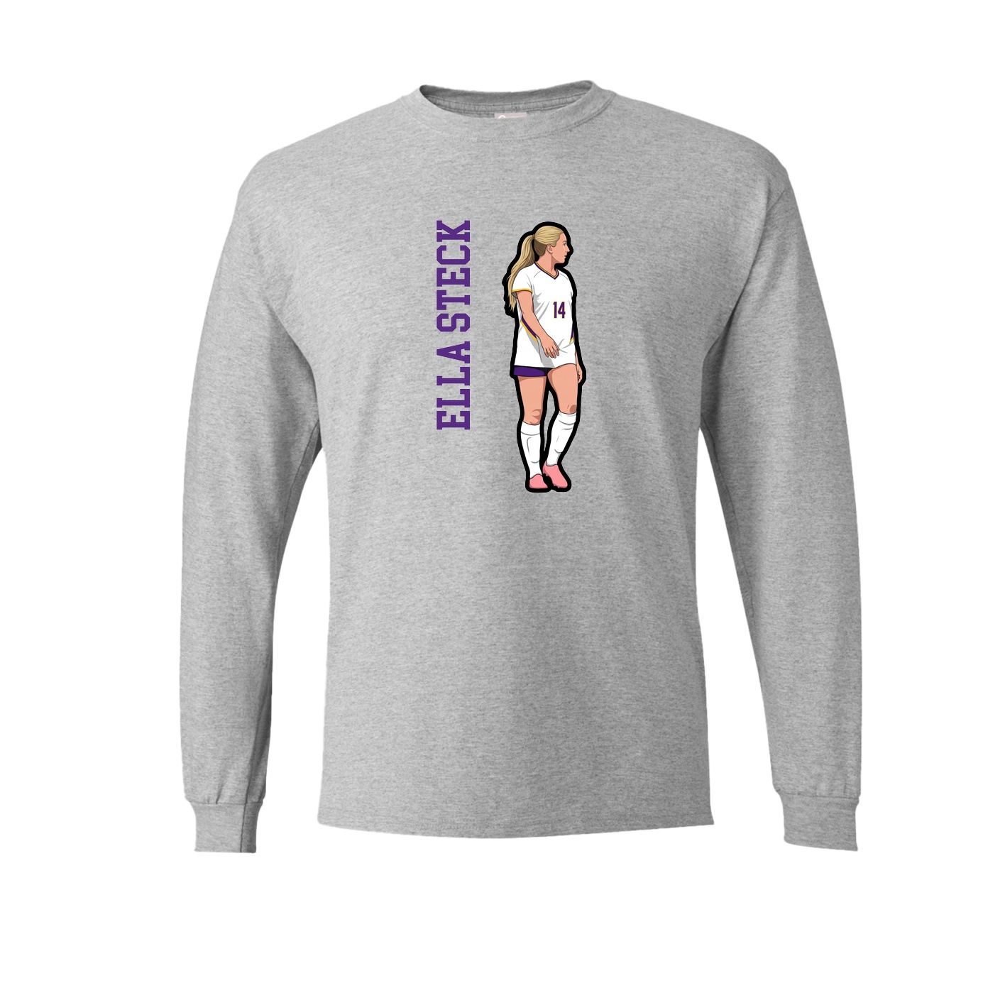 Long Sleeve Tee — Name Vertical in Grey