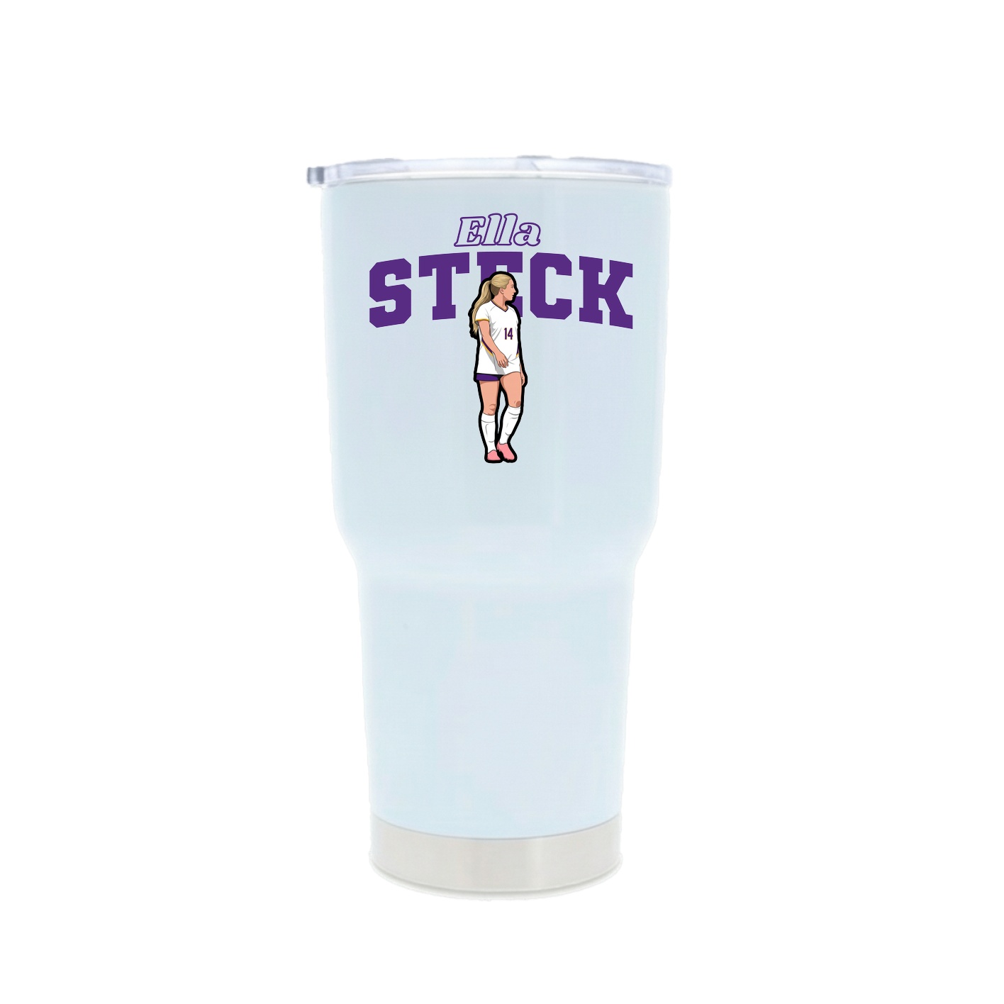 30oz Stainless Steel Tumbler — Name Arch in White