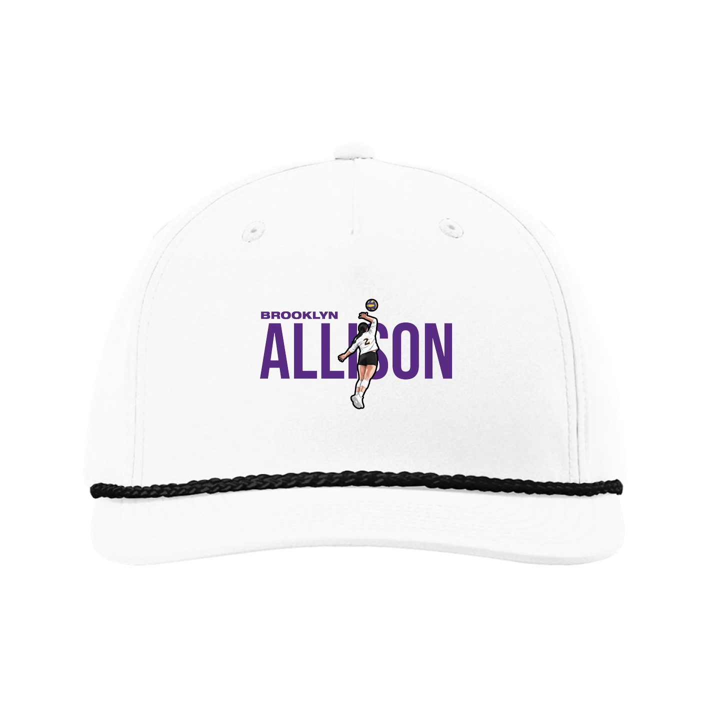 Five-Panel Classic Rope Cap — Player Name in White