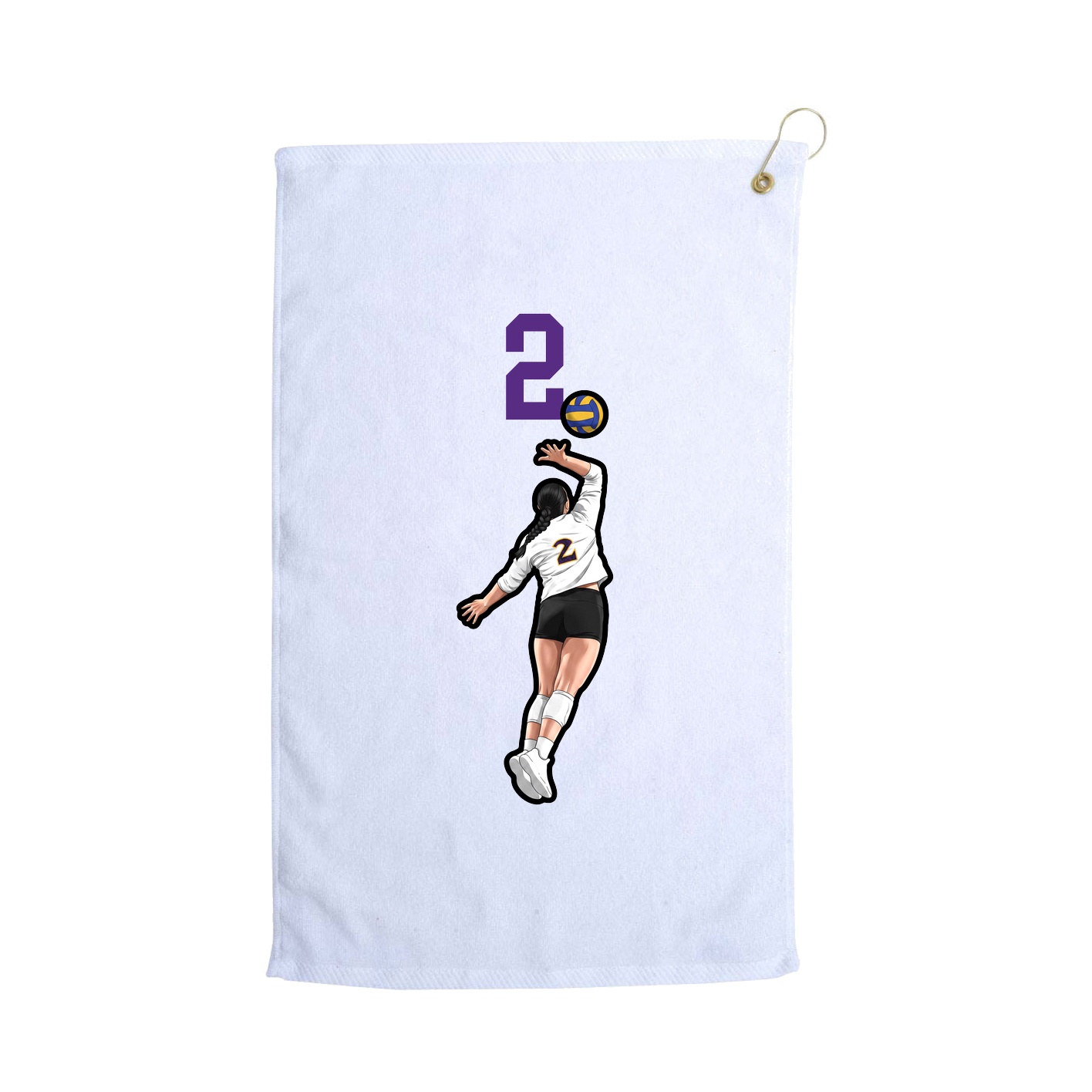 Golf Towel — Number Top in White