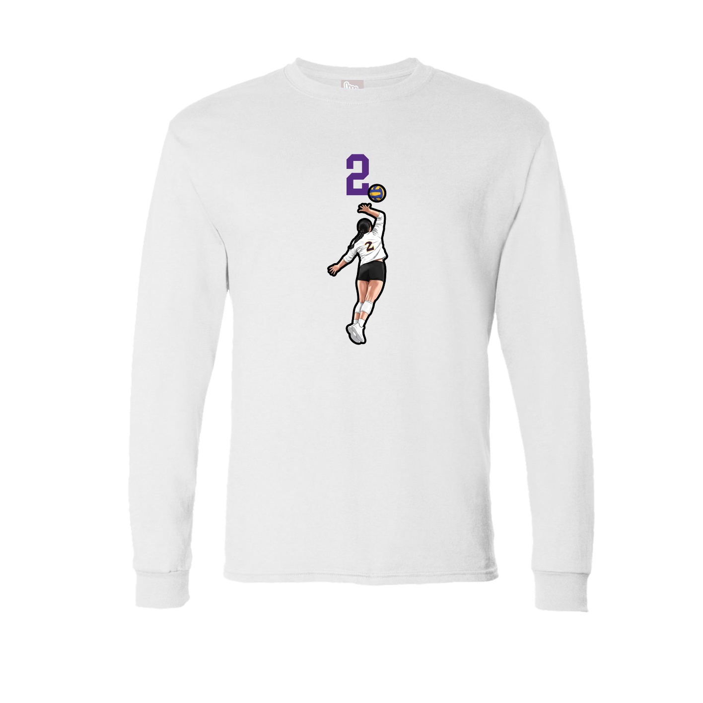 Long Sleeve Tee — Number Top in White