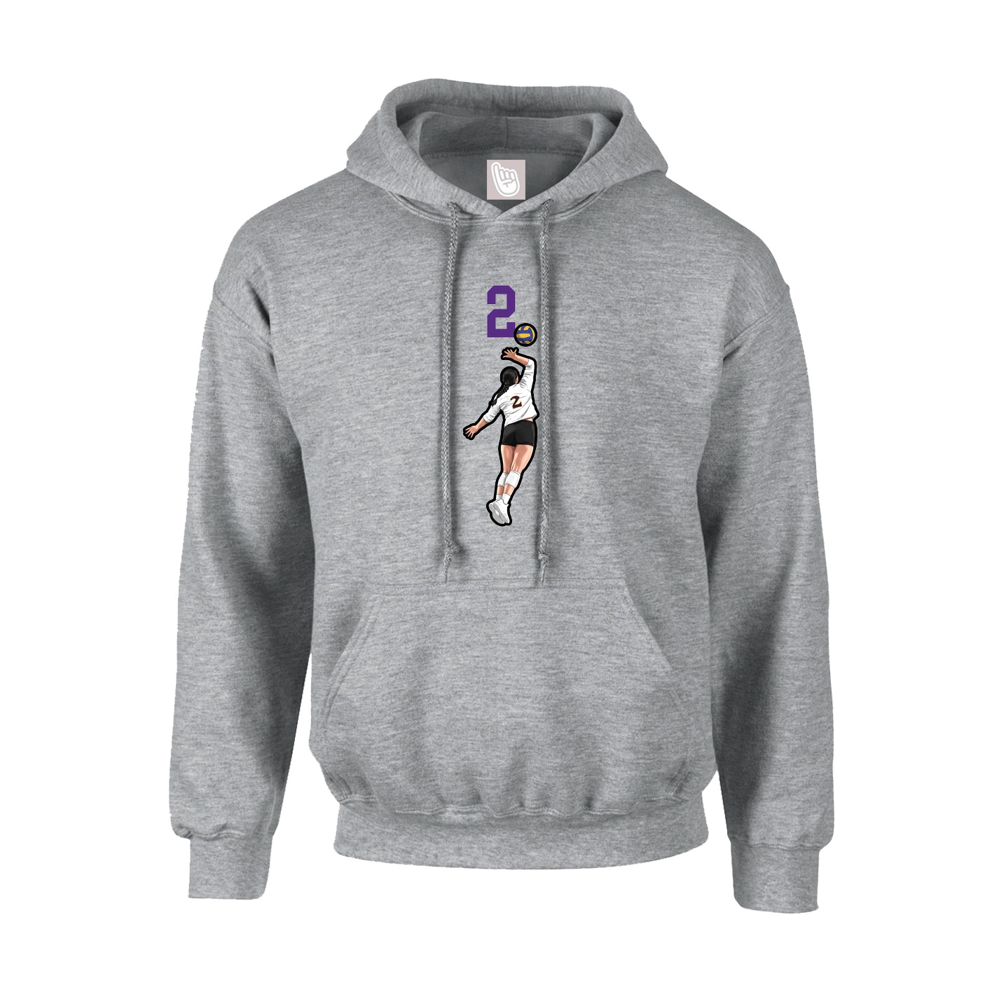 Hoodie — Number Top in Grey