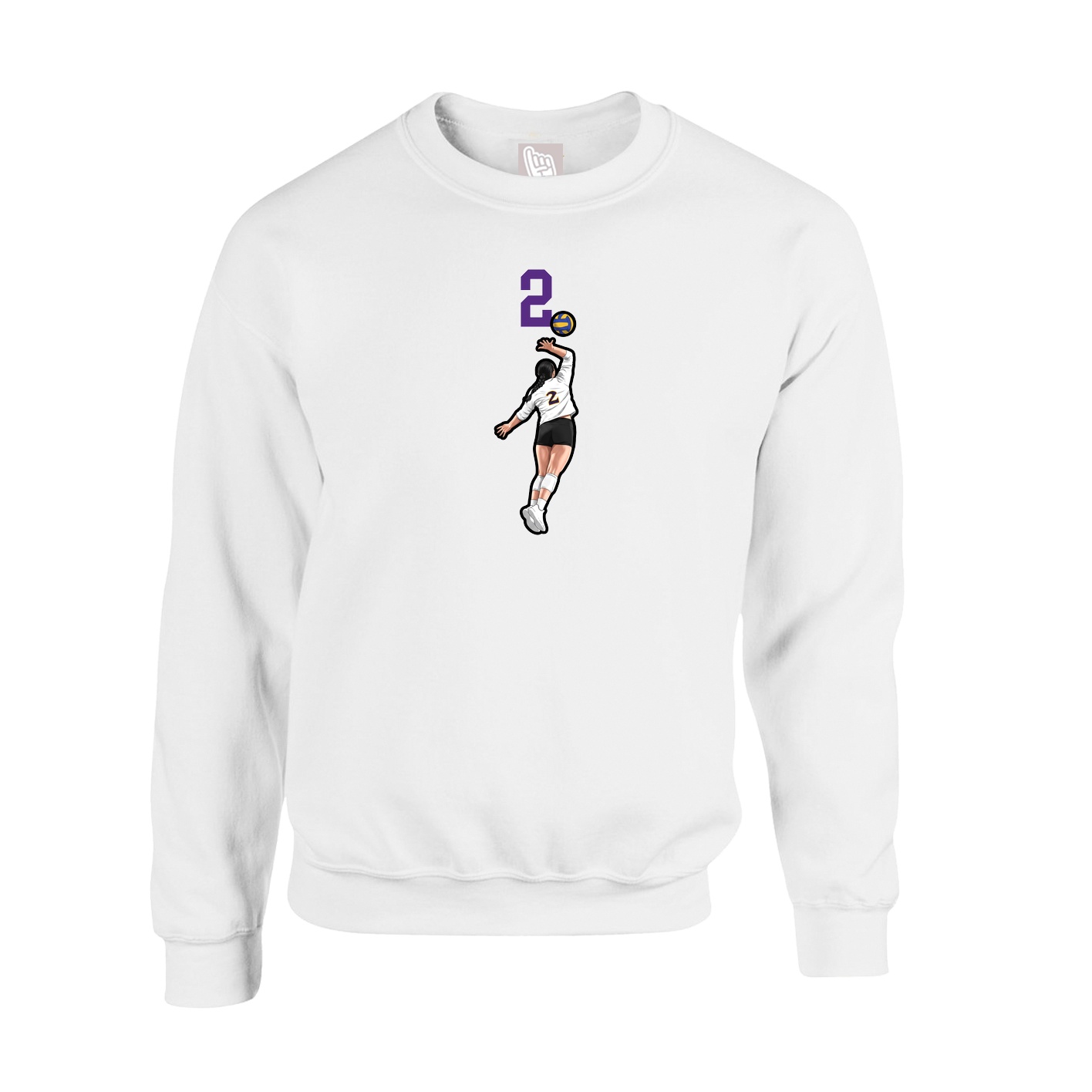 Fleece Crew — Number Top in White