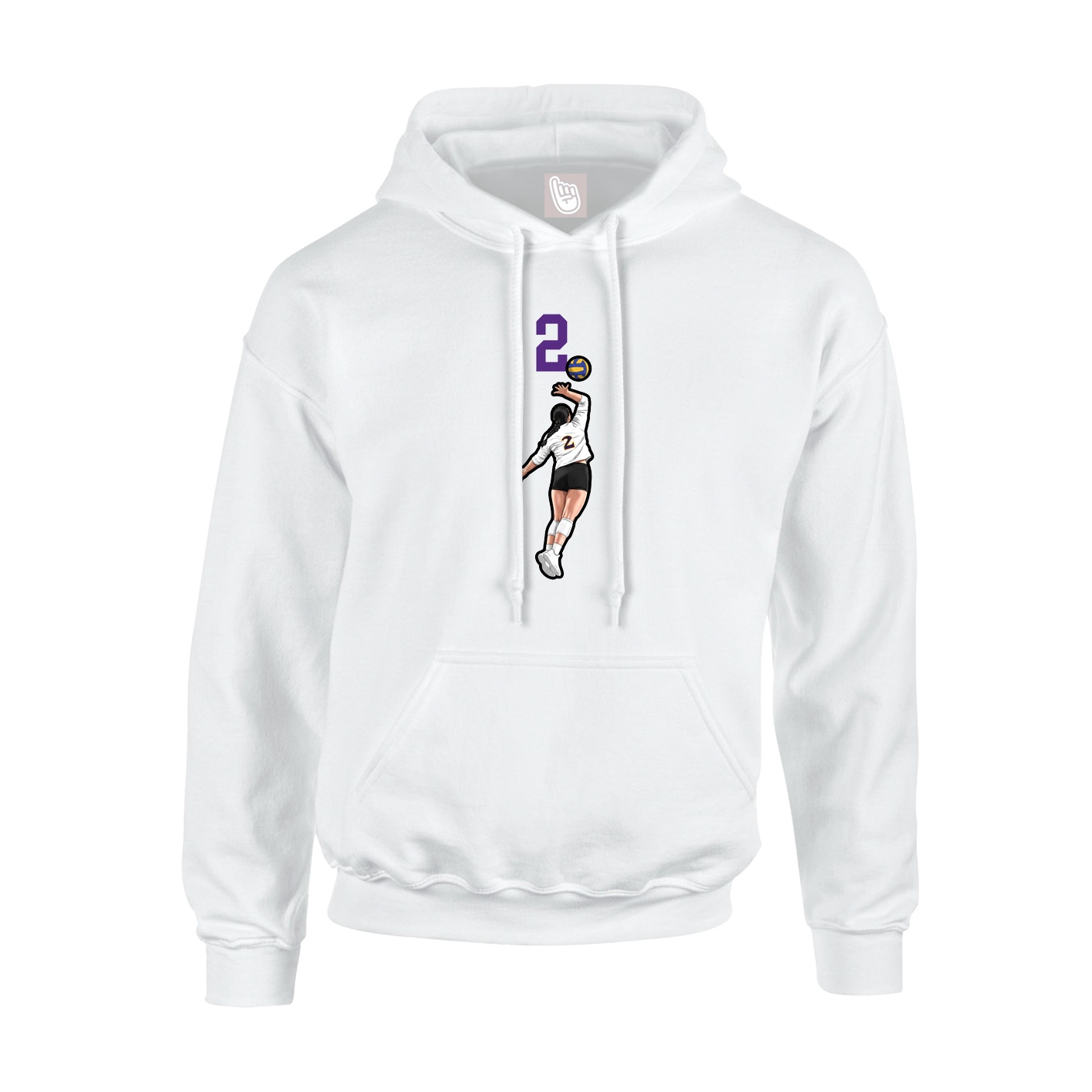 Youth Hoodie — Number Top in White