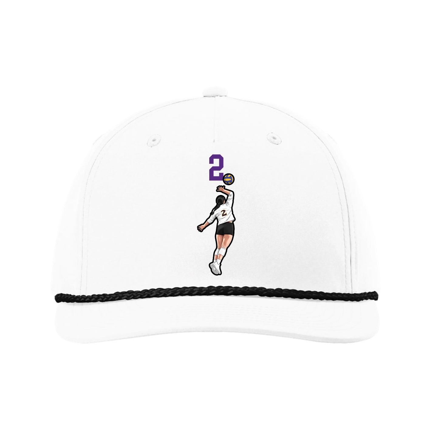 Five-Panel Classic Rope Cap — Number Top in White