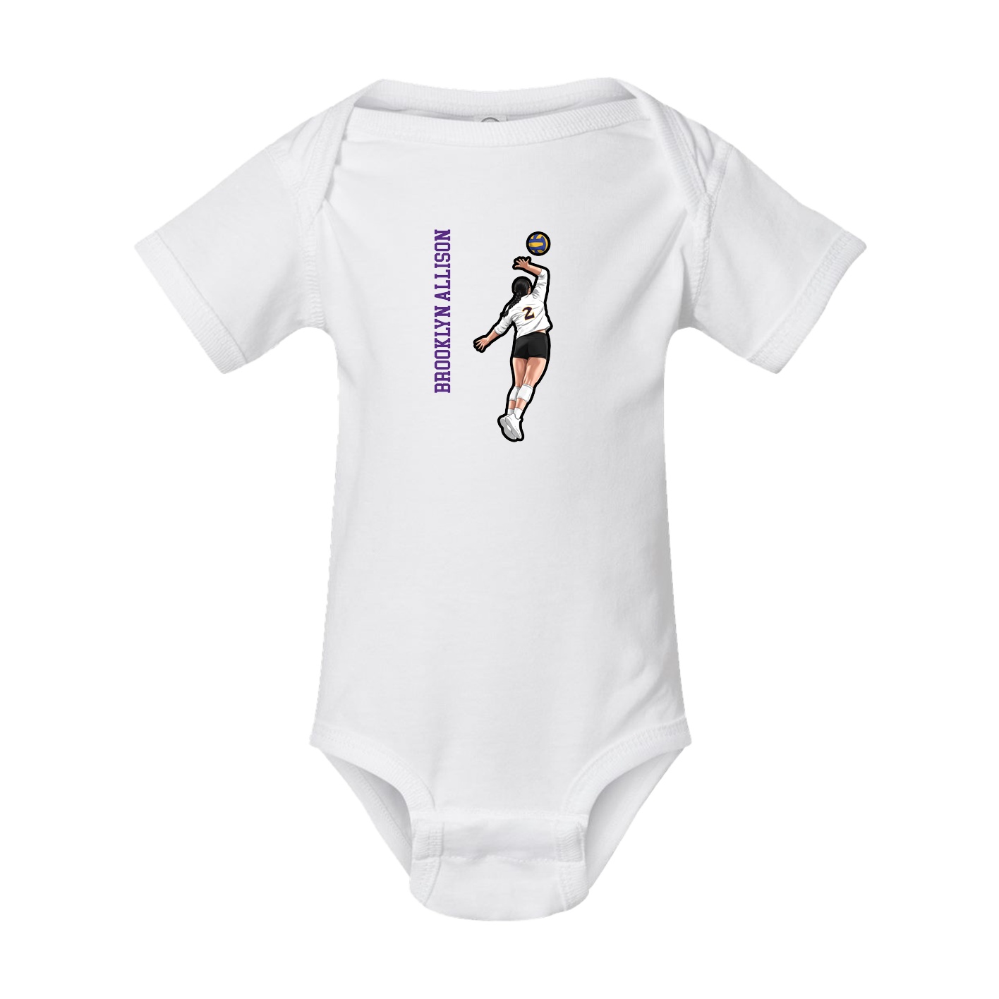Baby Onesie — Name Vertical in White