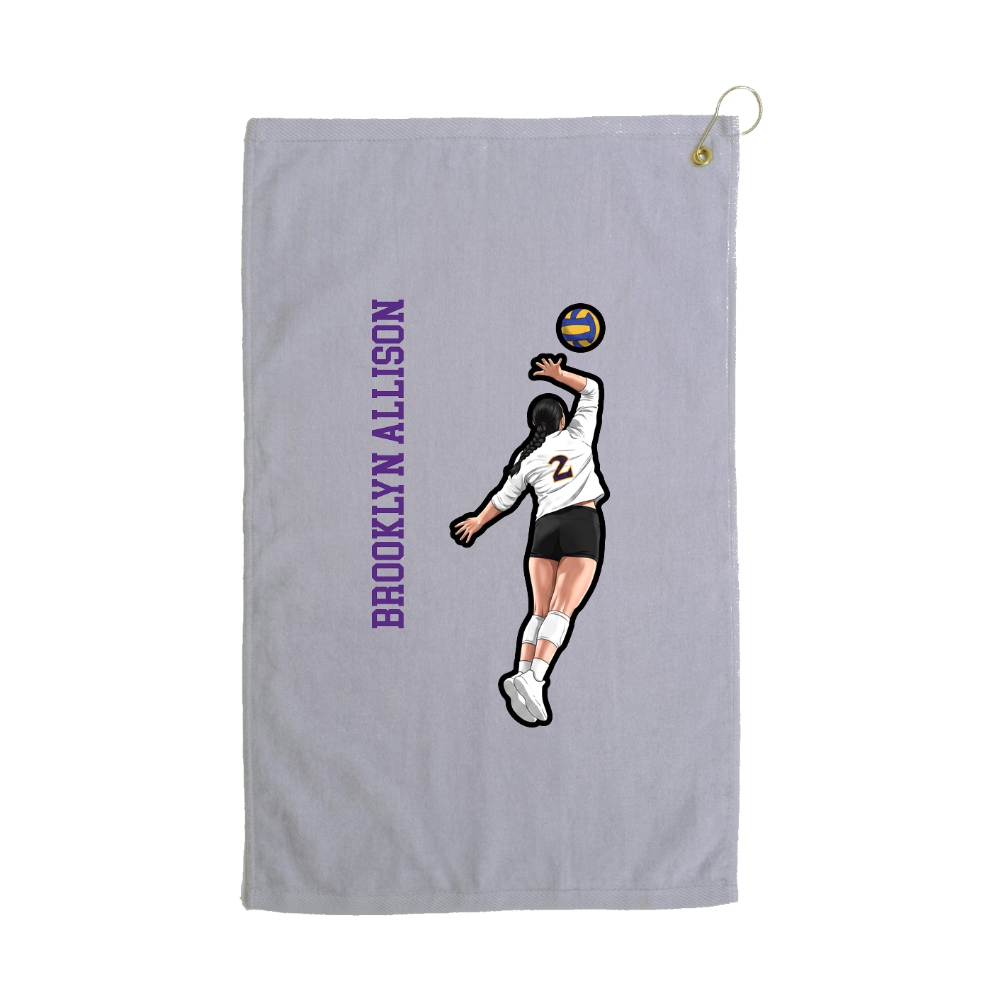 Golf Towel — Name Vertical in Grey