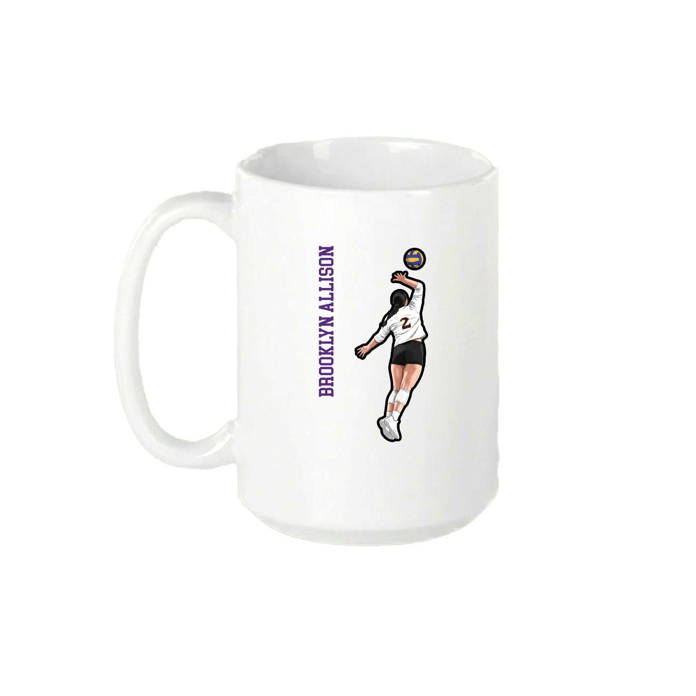15oz Coffee Mug — Name Vertical in White