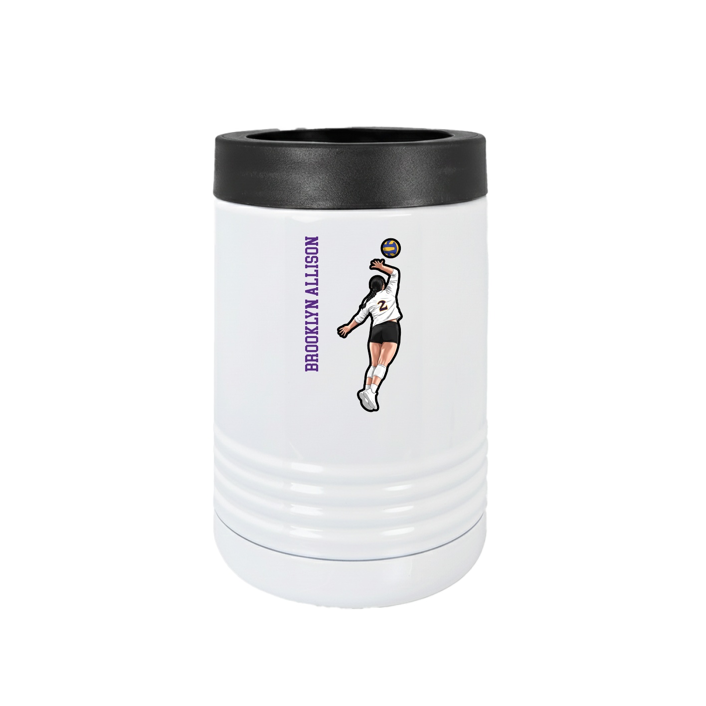 Beverage Holder — Name Vertical in White