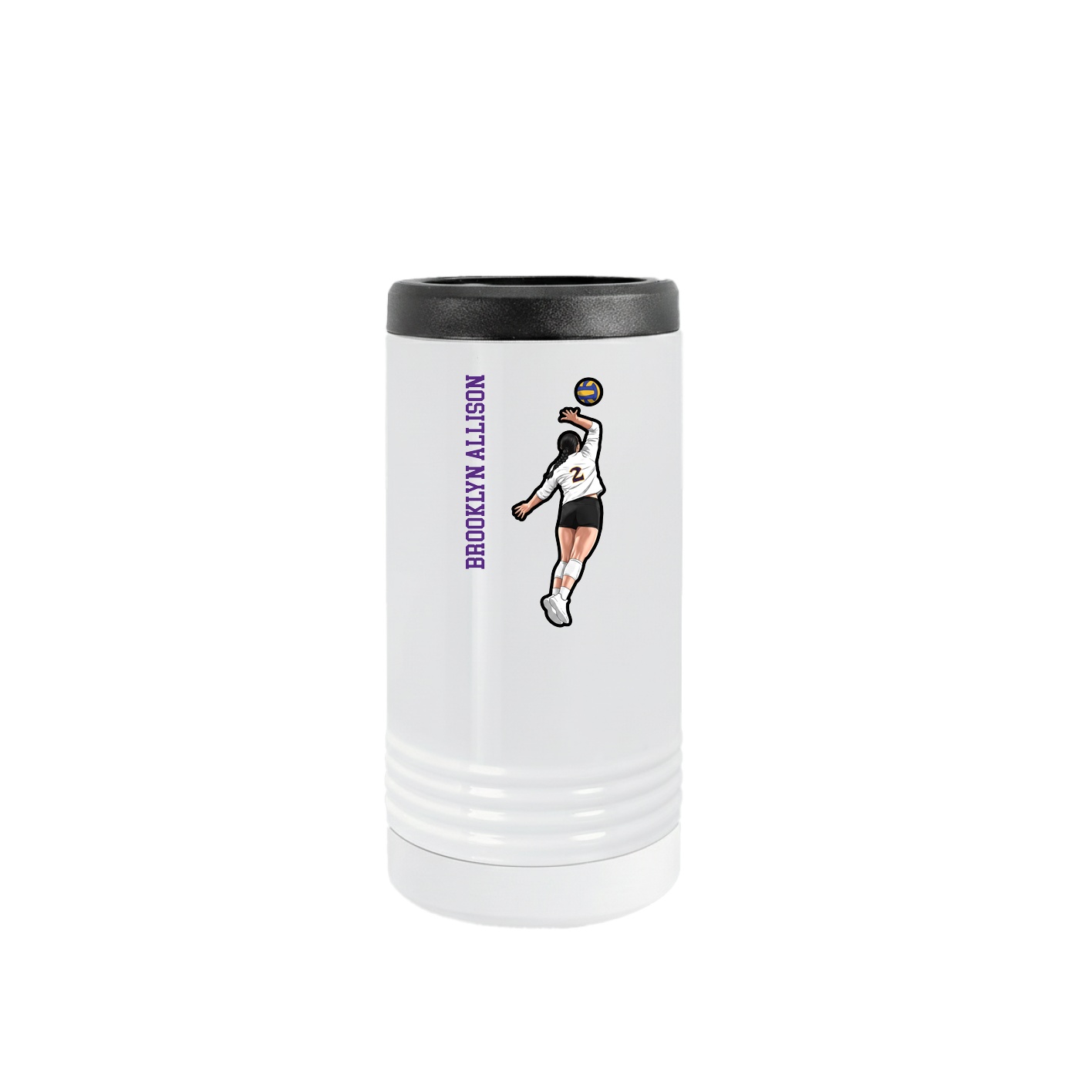 Slim Beverage Holder — Name Vertical in White