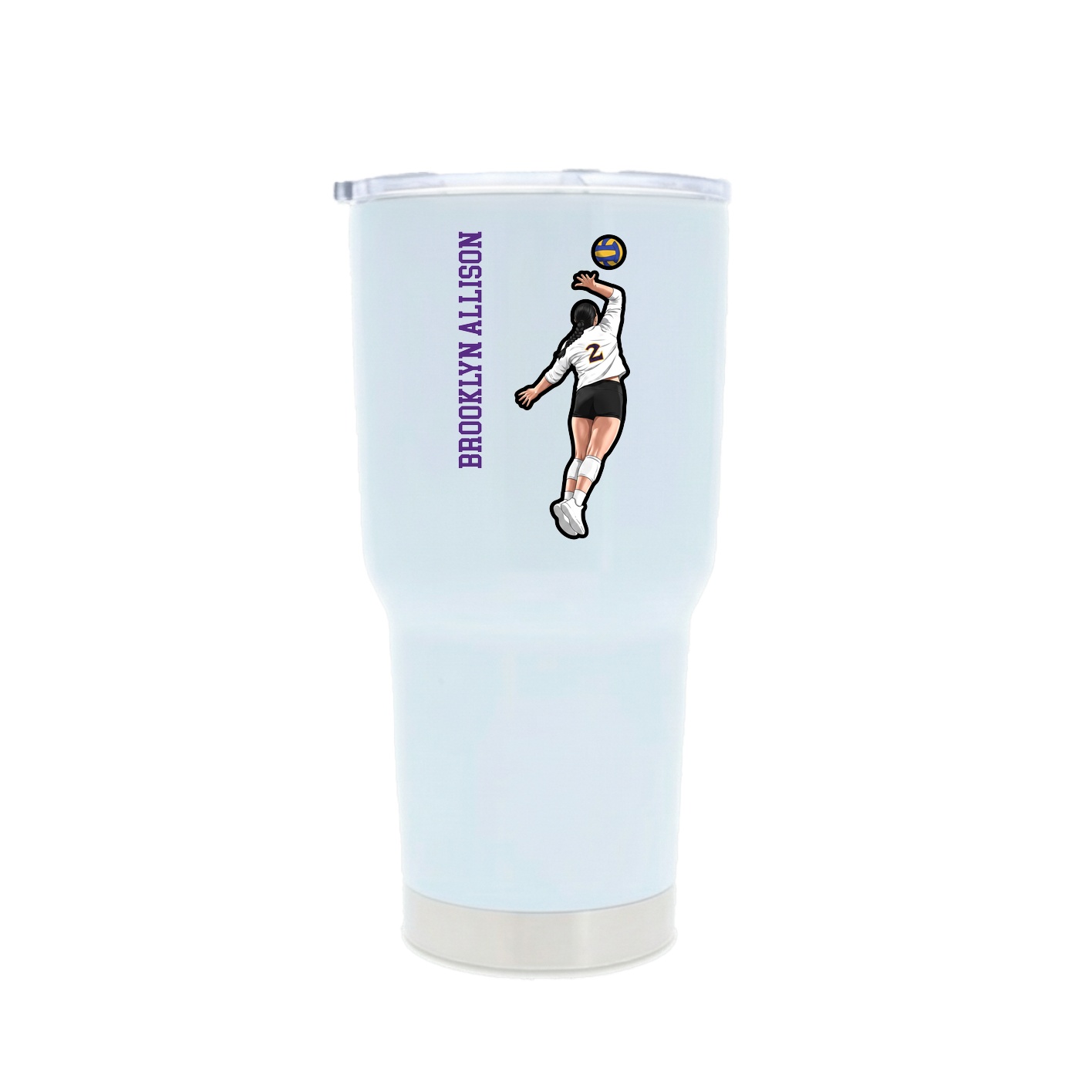 30oz Stainless Steel Tumbler — Name Vertical in White