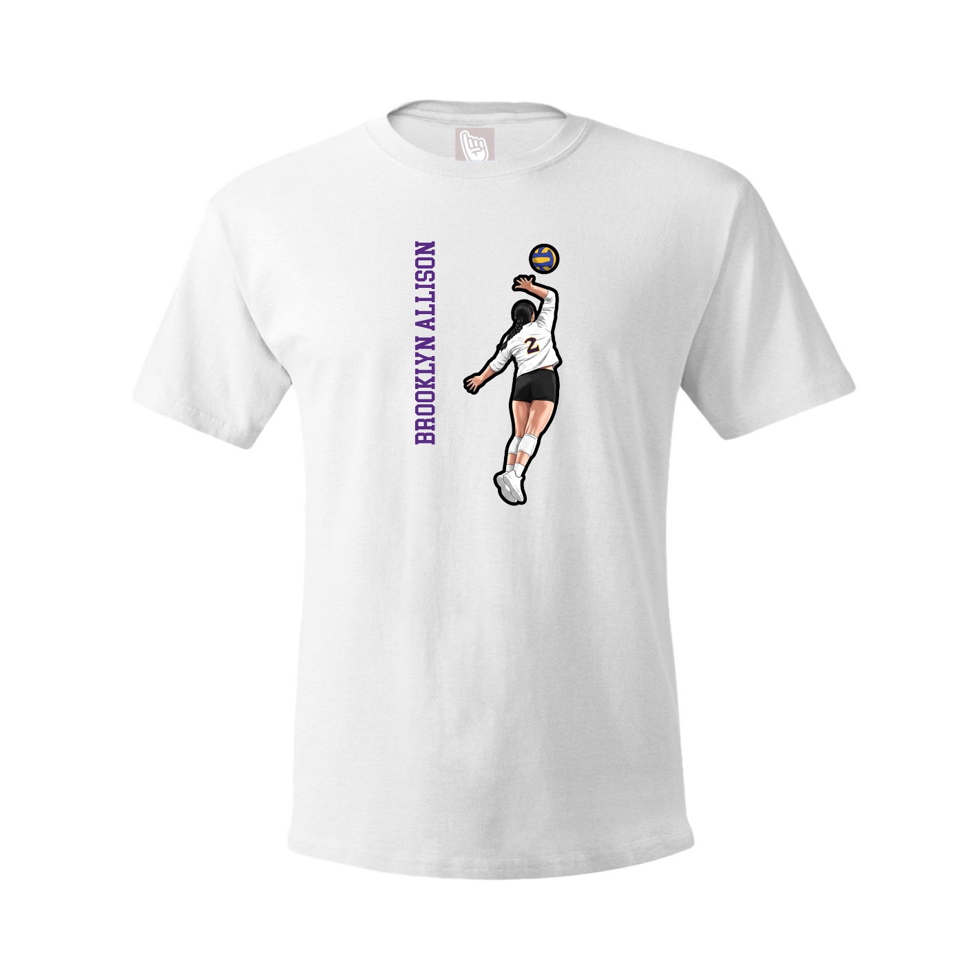 Youth Tee — Name Vertical in White