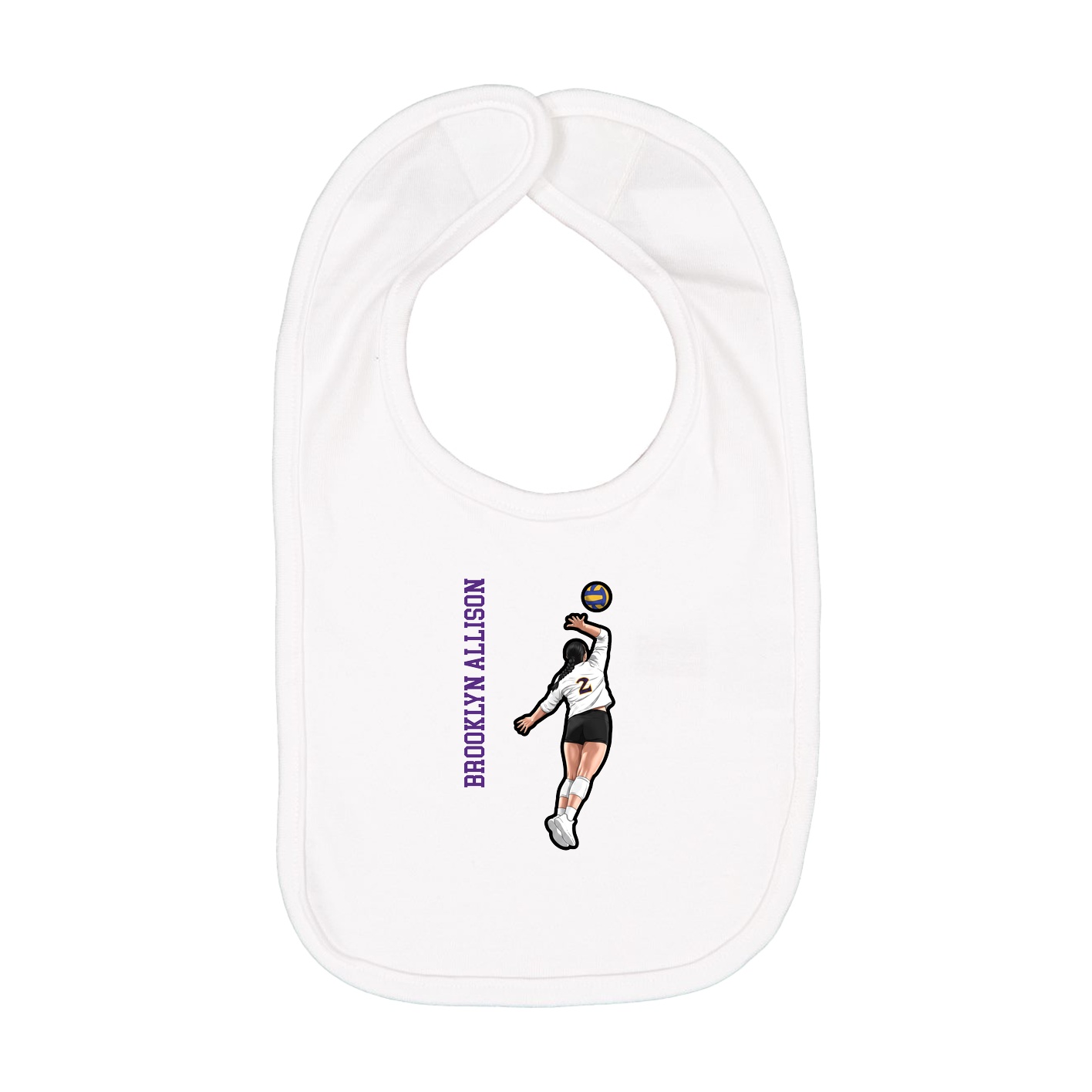 Infant Bib — Name Vertical in White
