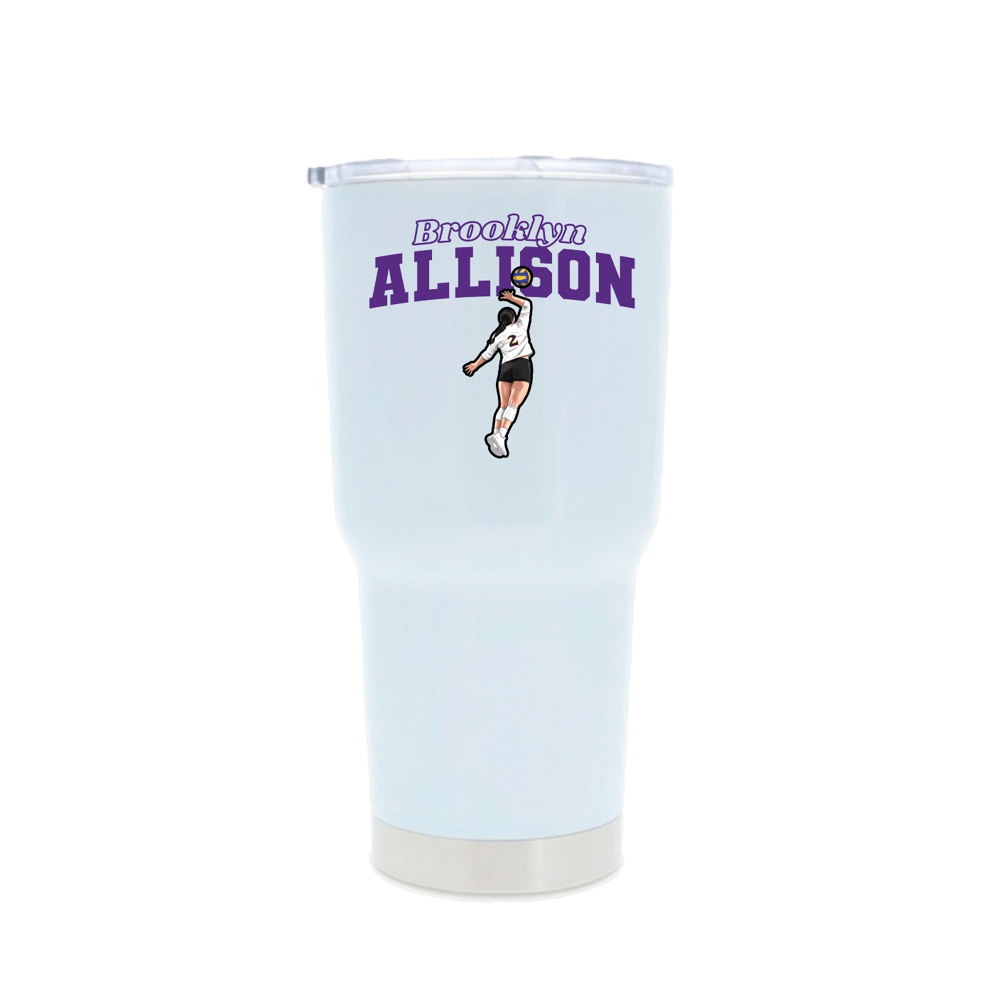 30oz Stainless Steel Tumbler — Name Arch in White