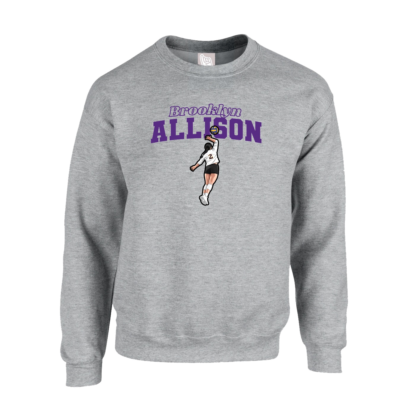 Fleece Crew — Name Arch in Grey