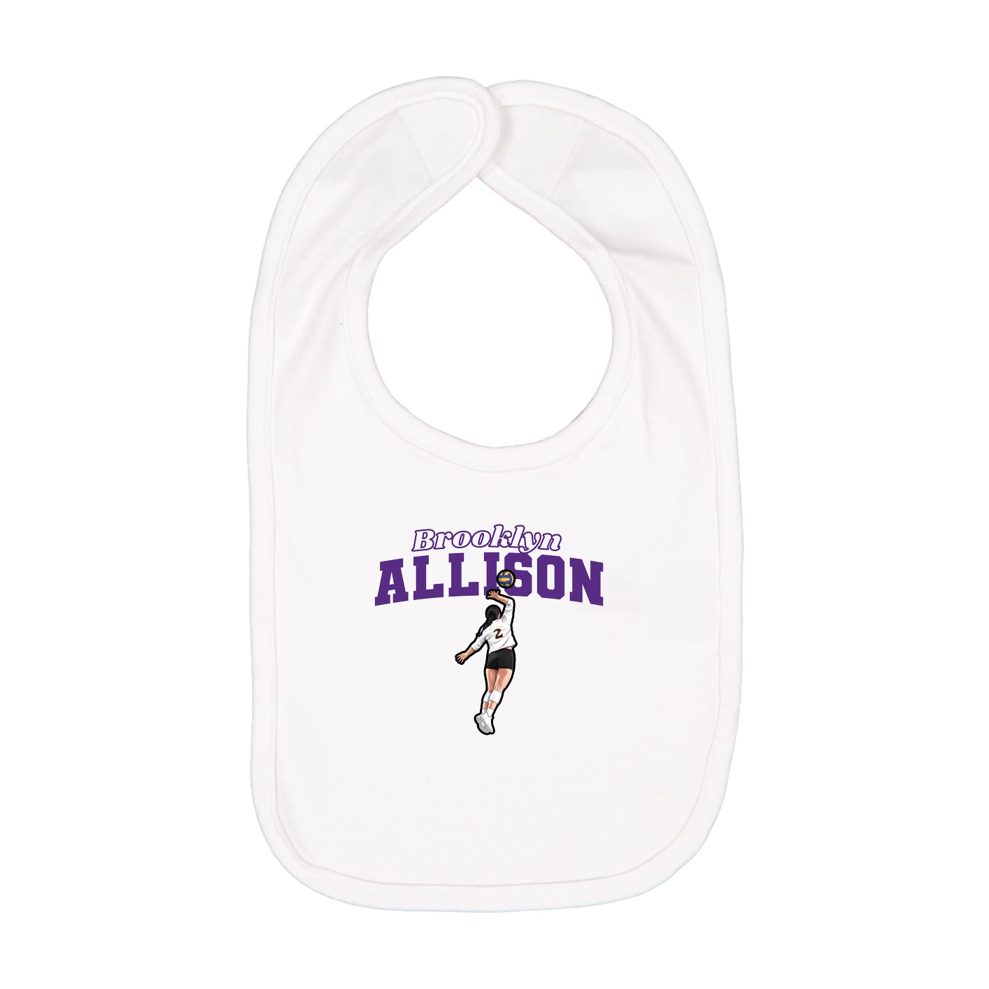 Infant Bib — Name Arch in White