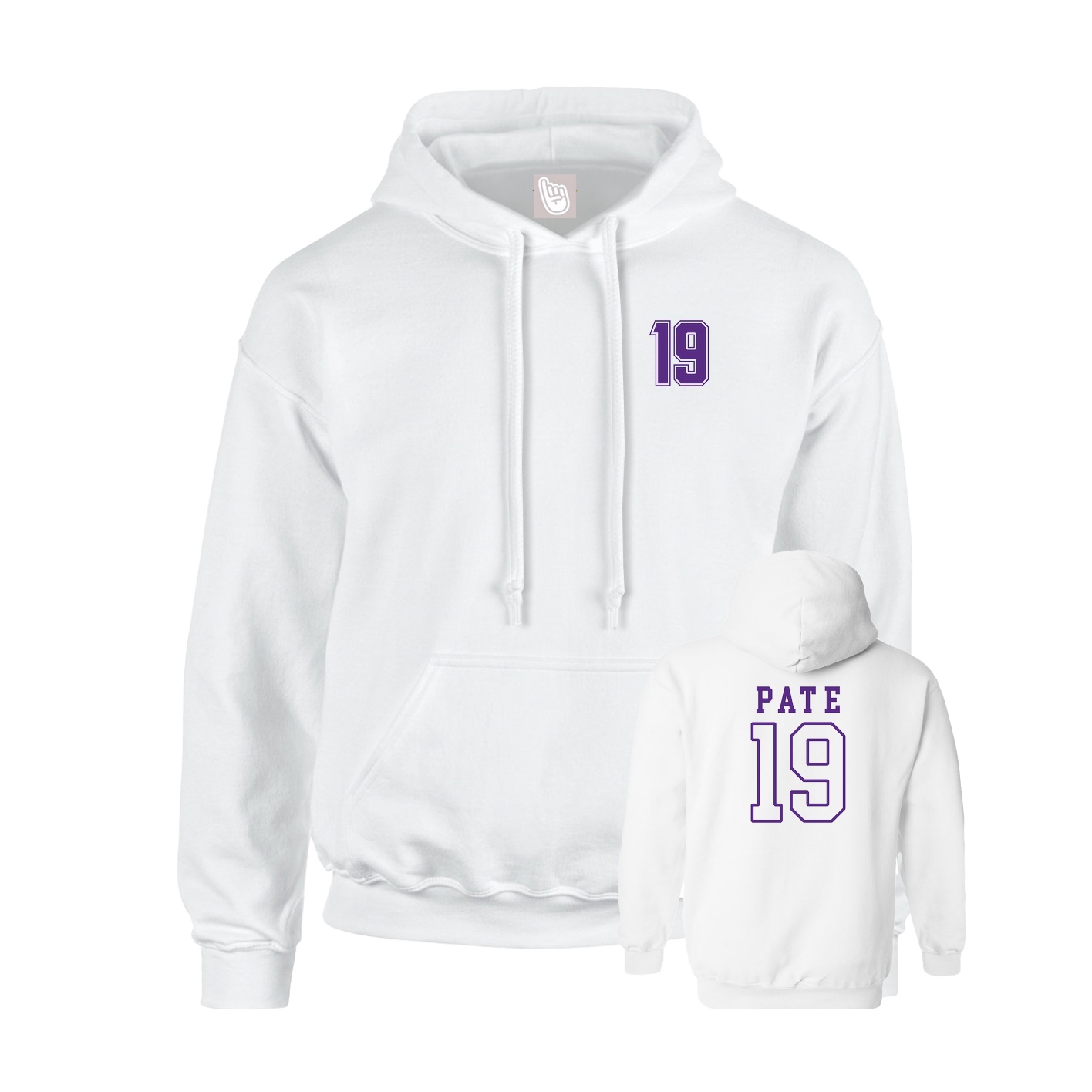 Youth Hoodie — Chest Back in White