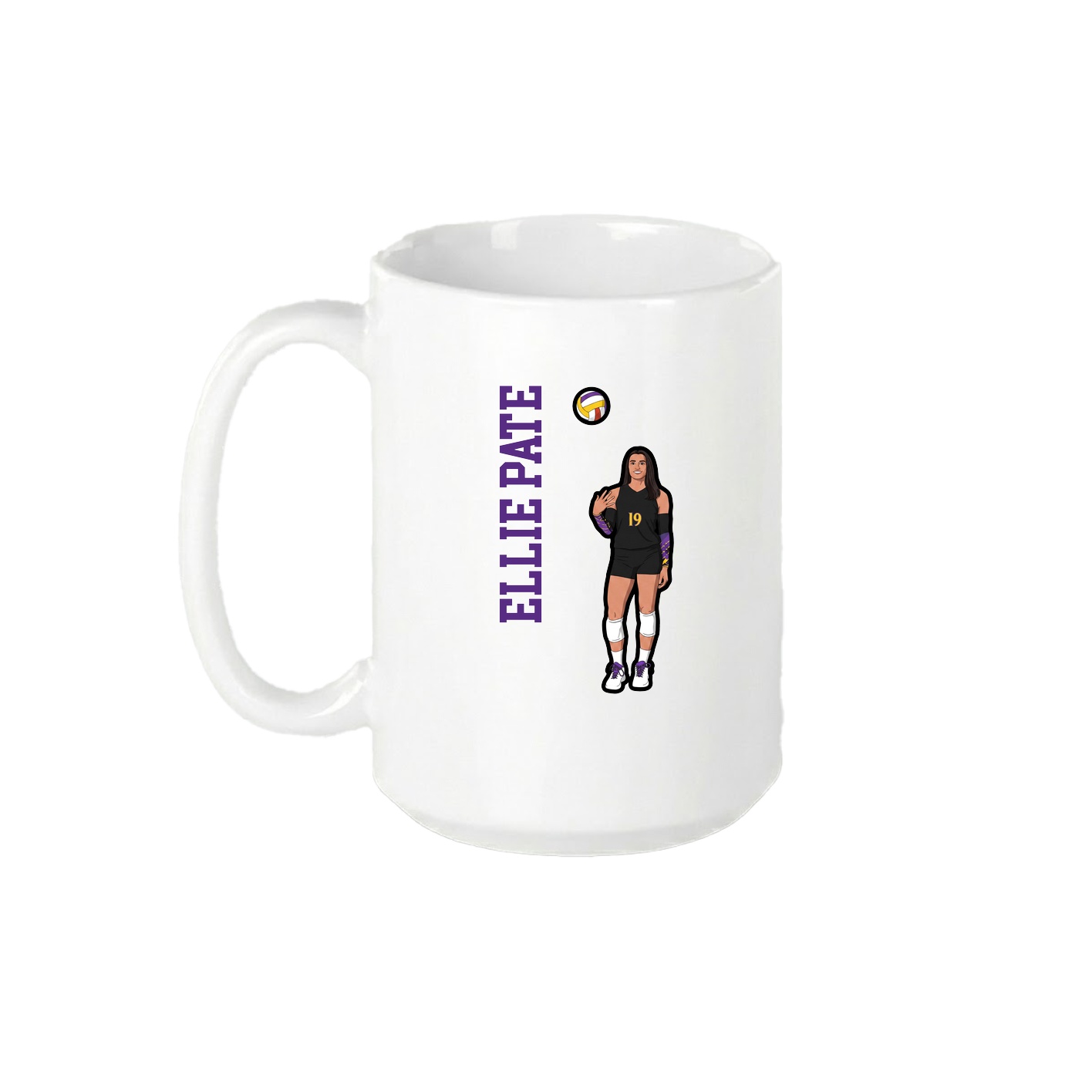 15oz Coffee Mug — Name Vertical in White