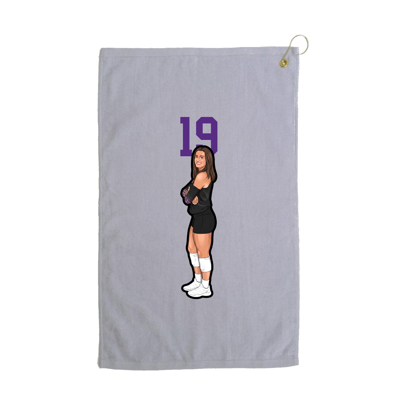 Golf Towel — Number Top in Grey