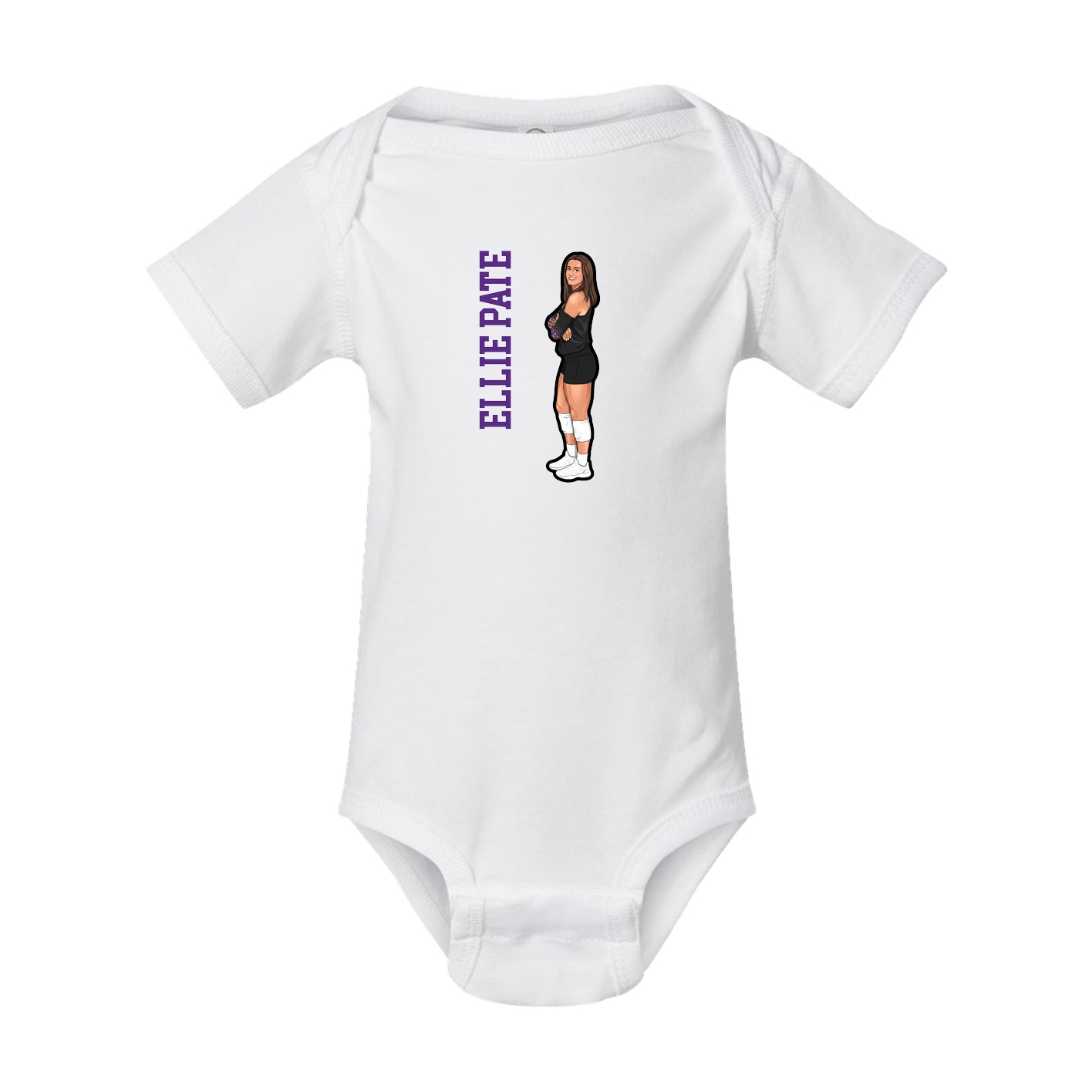 Baby Onesie — Name Vertical in White