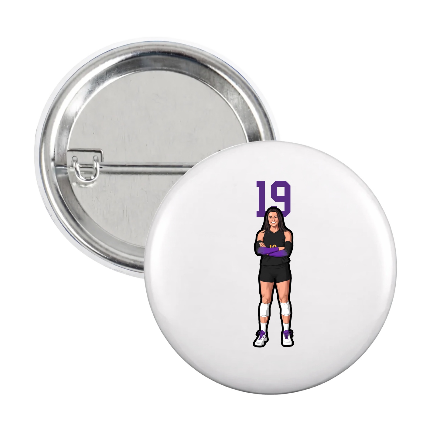 Game Day Button — Number Top in White