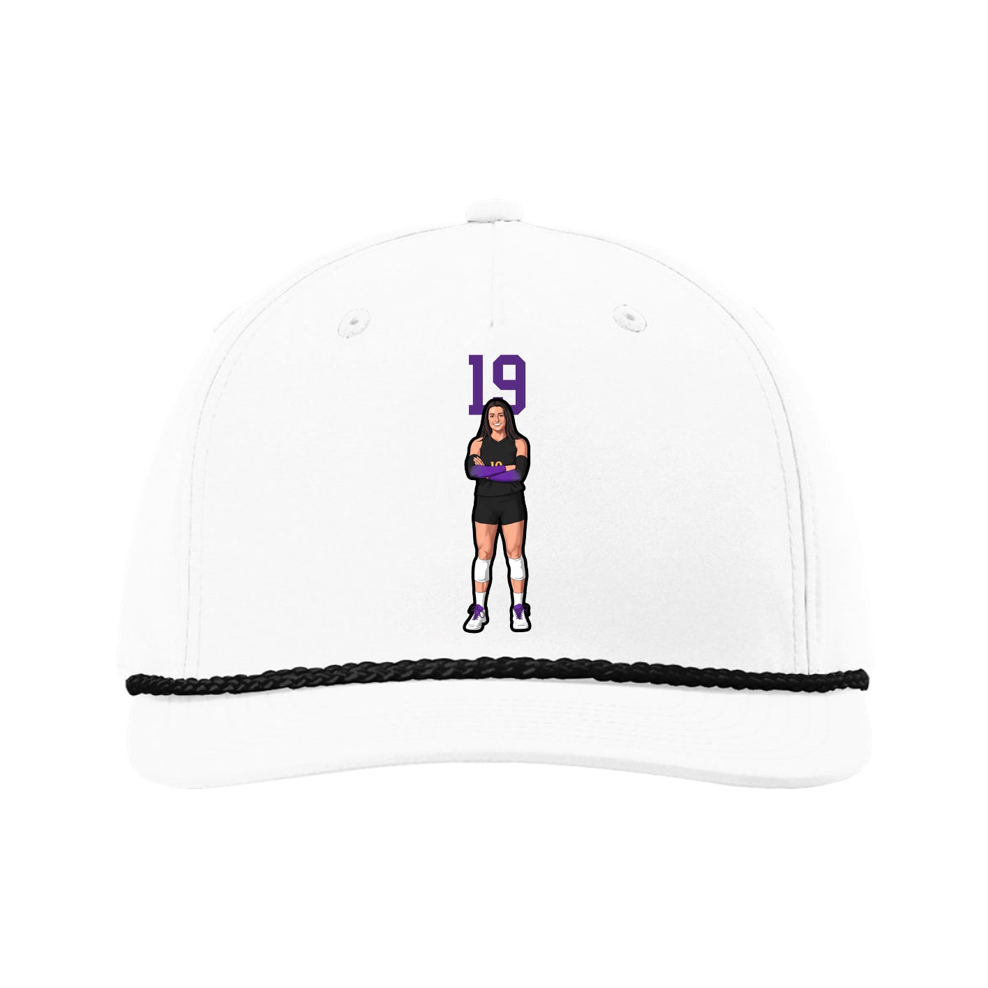 Five-Panel Classic Rope Cap — Number Top in White