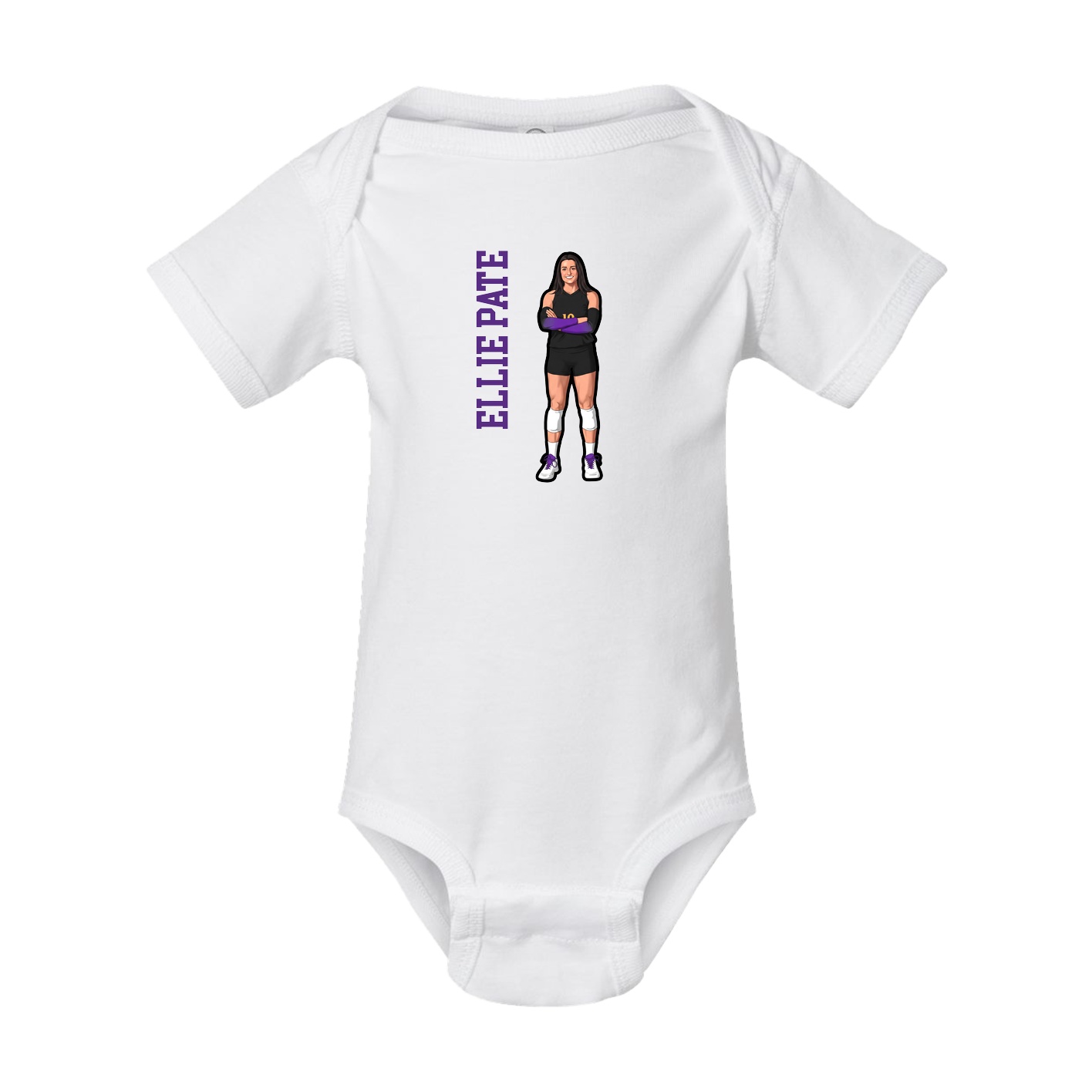 Baby Onesie — Name Vertical in White