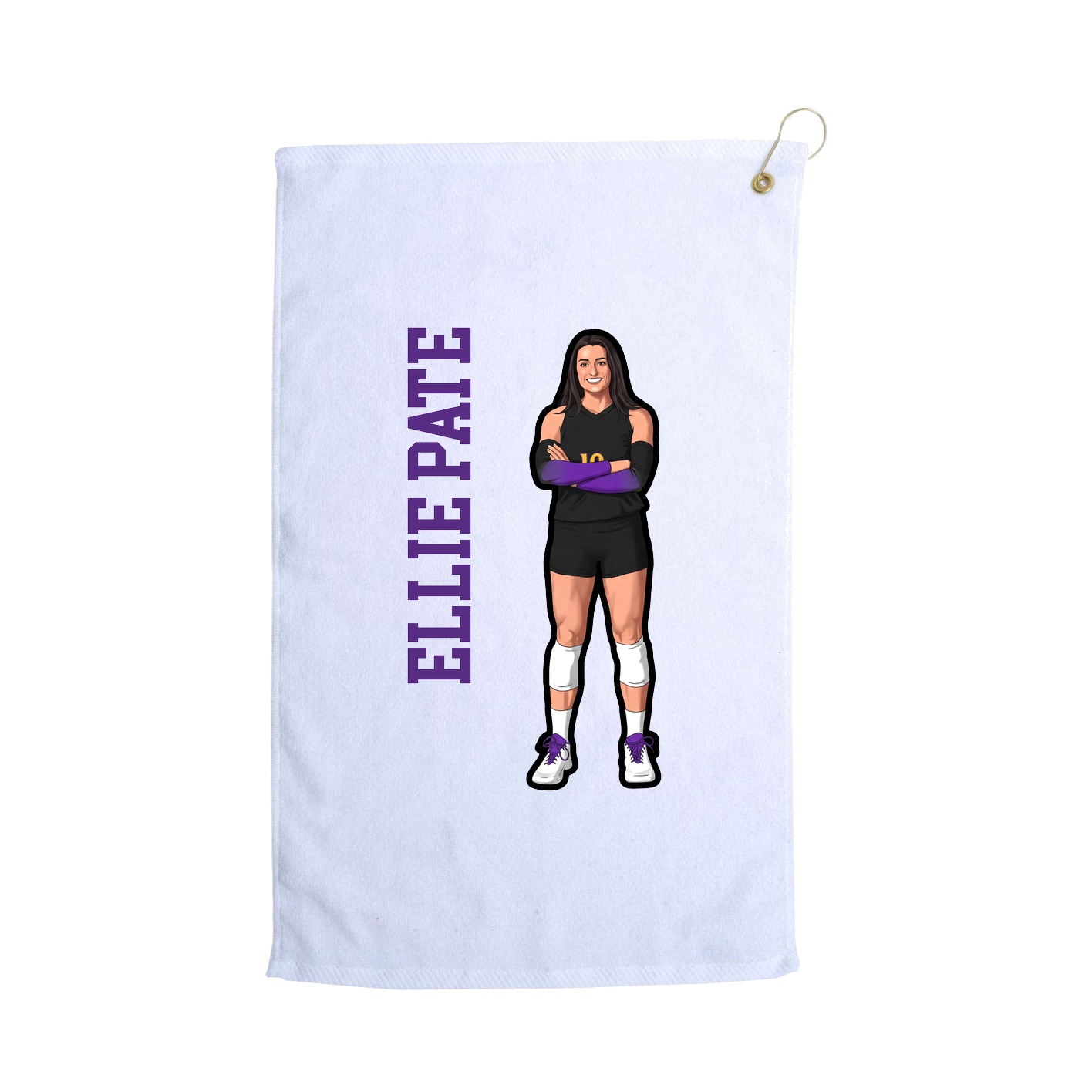 Golf Towel — Name Vertical in White