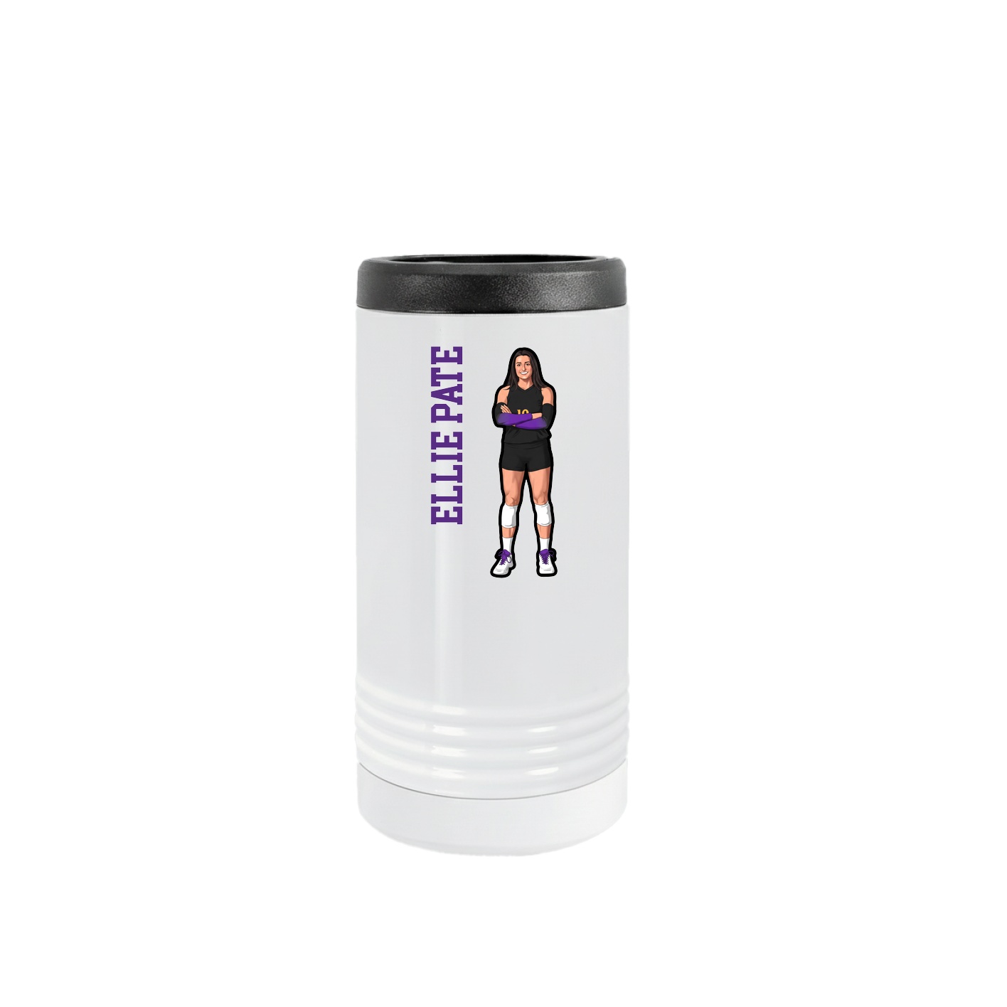 Slim Beverage Holder — Name Vertical in White
