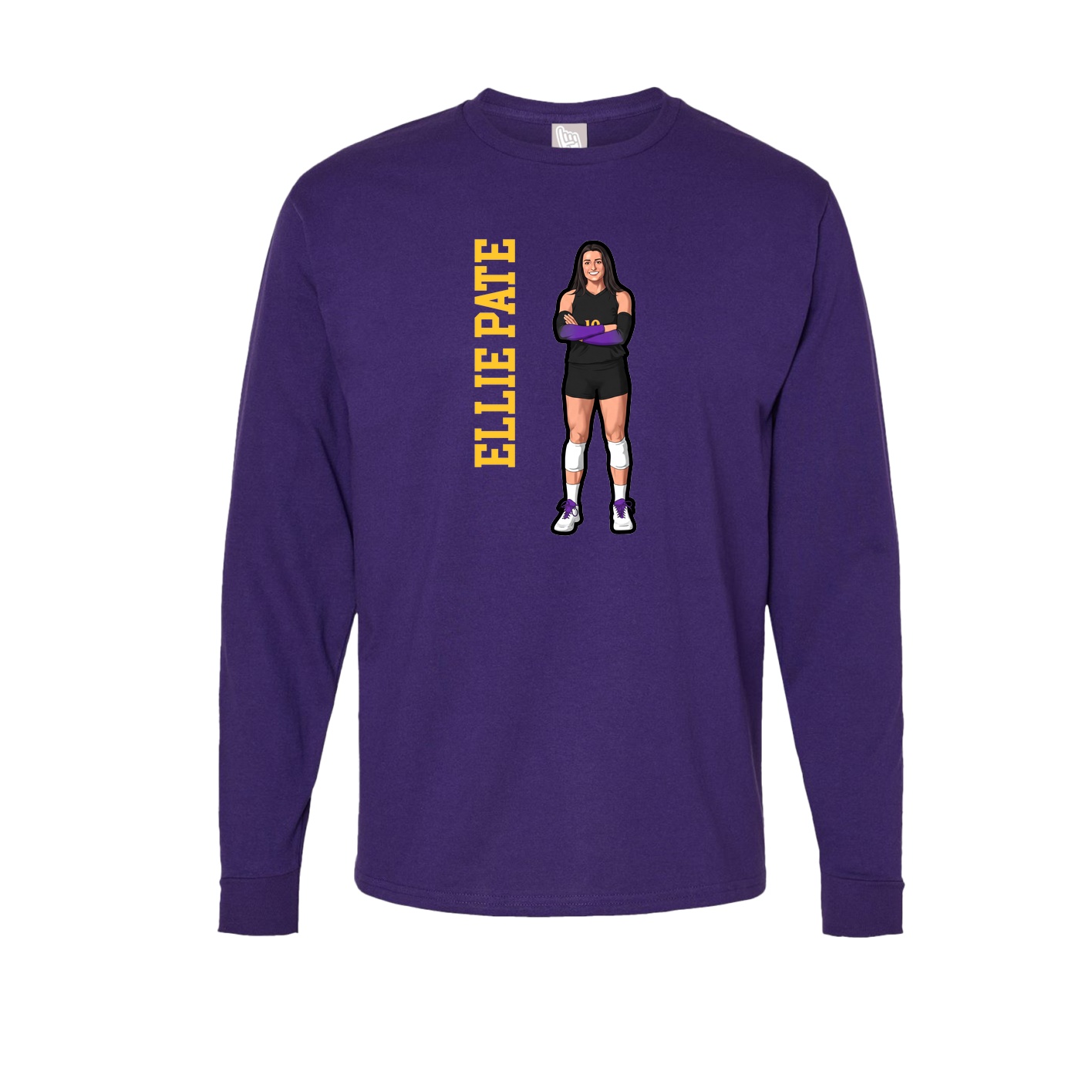 Long Sleeve Tee — Name Vertical in Purple