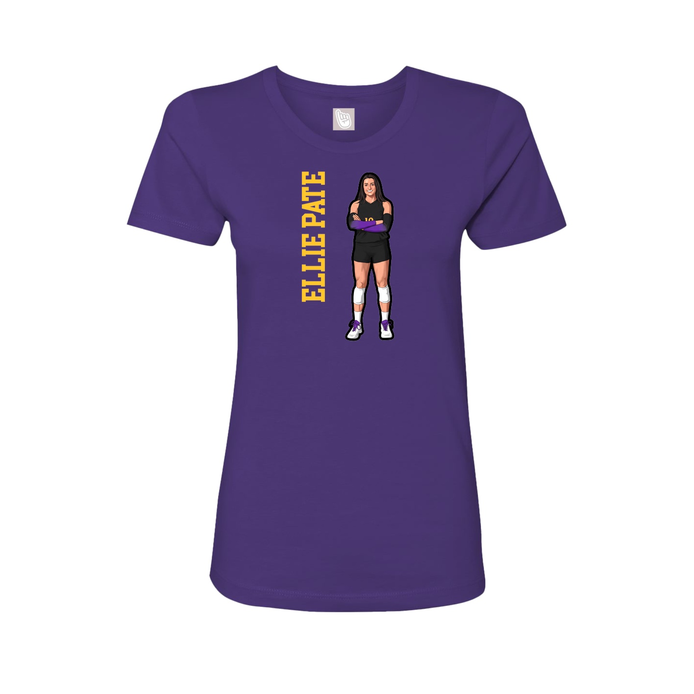 Fitted Women's Tee — Name Vertical in Purple