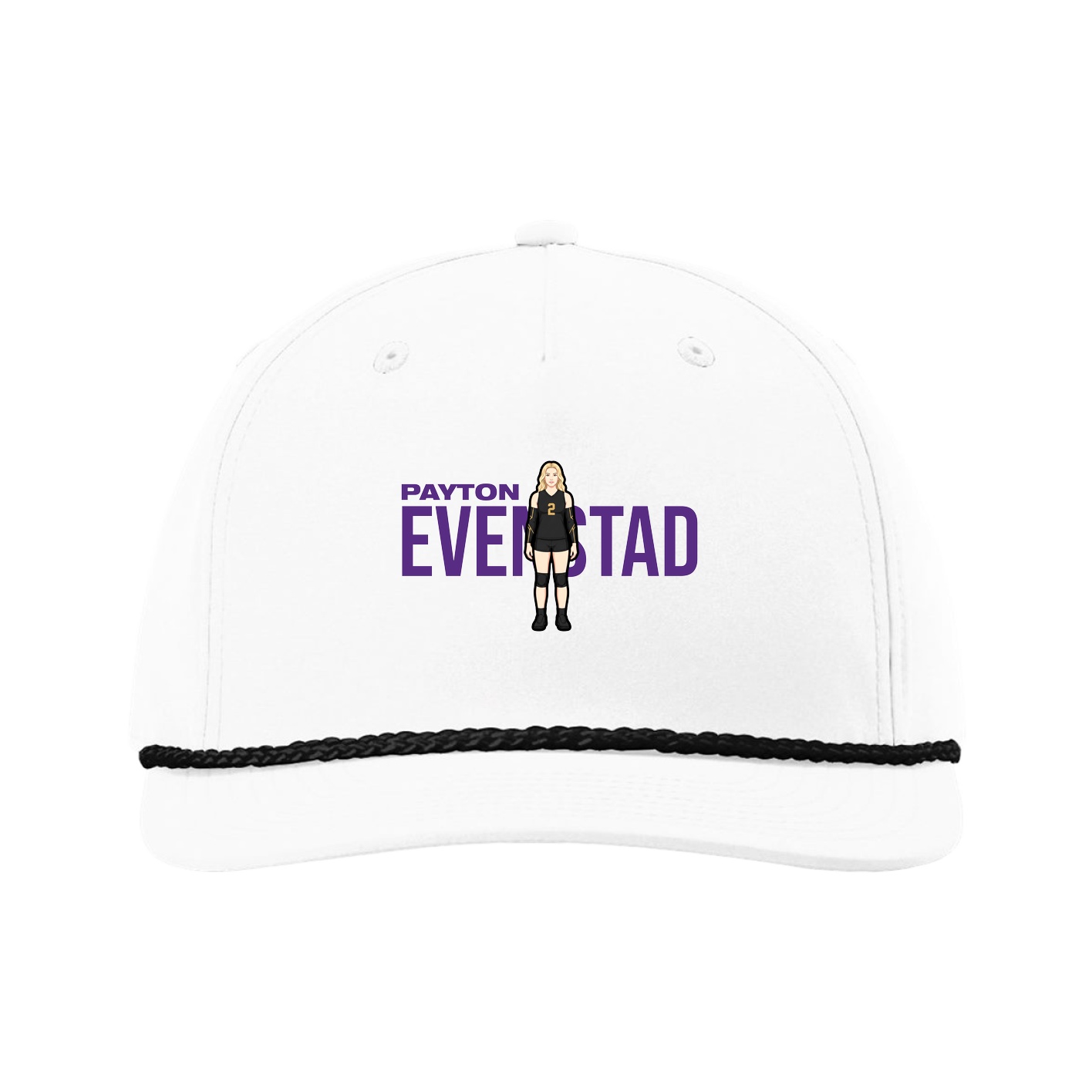 Five-Panel Classic Rope Cap — Player Name in White