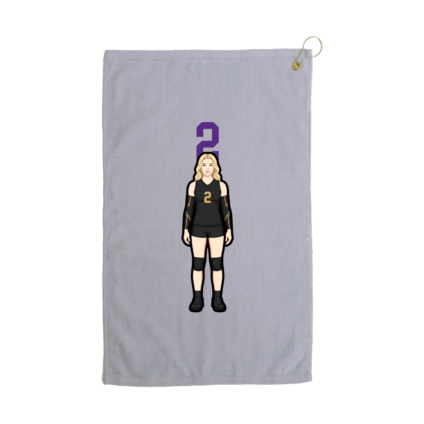 Golf Towel — Number Top in Grey