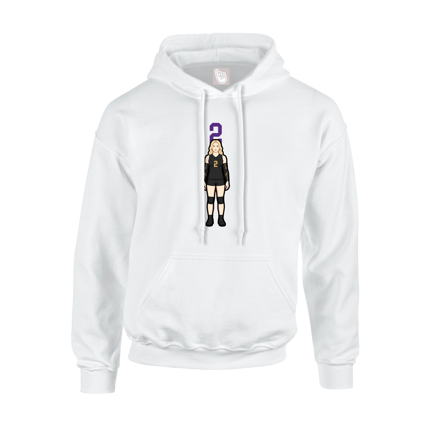 Youth Hoodie — Number Top in White